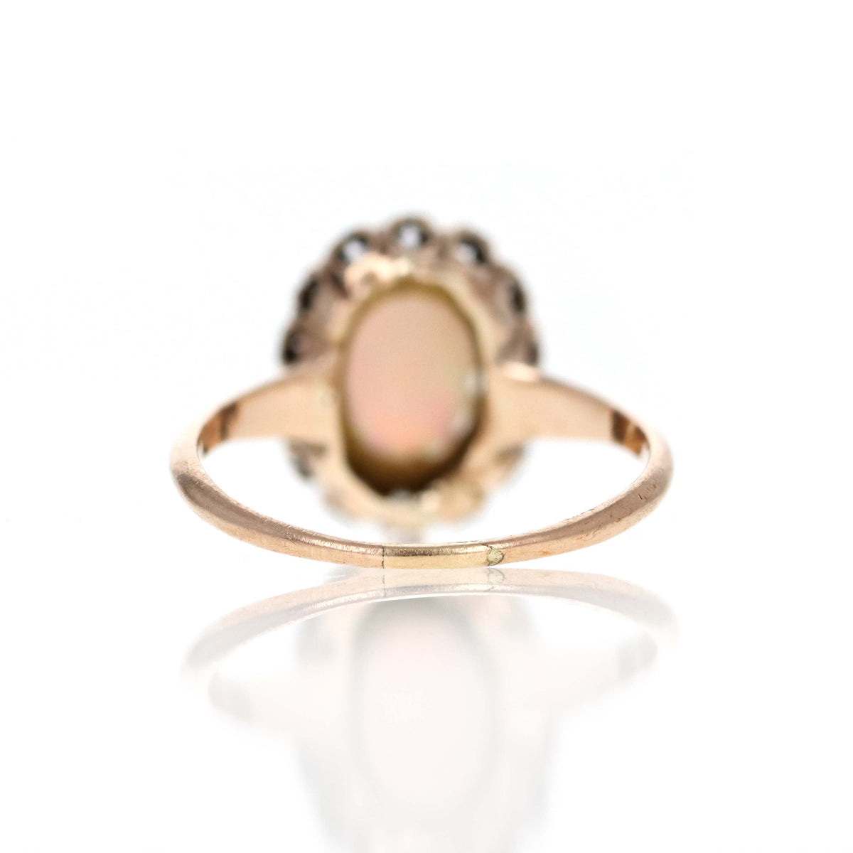 Victorian 10K Rose Gold Opal & Diamond Halo Ring - Queen May