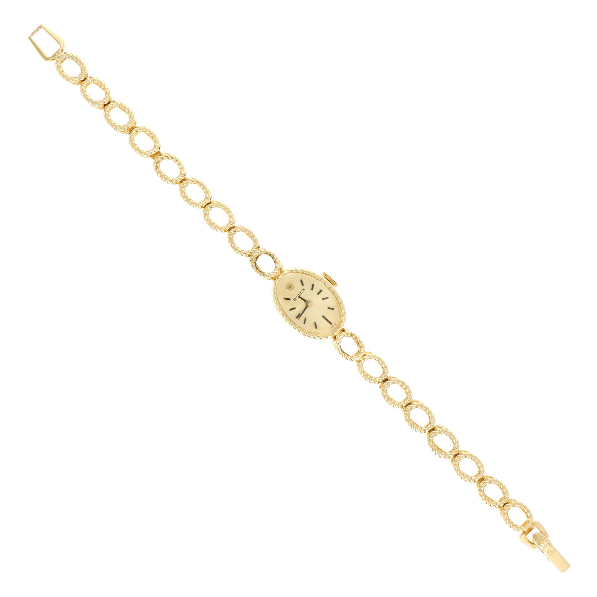 Vintage Rolex Ladies 14K Yellow Gold Oval Shaped Mechanical Movement Cocktail Watch Reference 8333 With Box