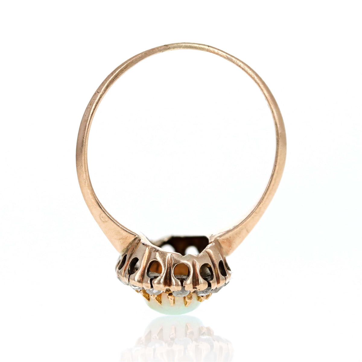 Victorian 10K Rose Gold Opal & Diamond Halo Ring - Queen May