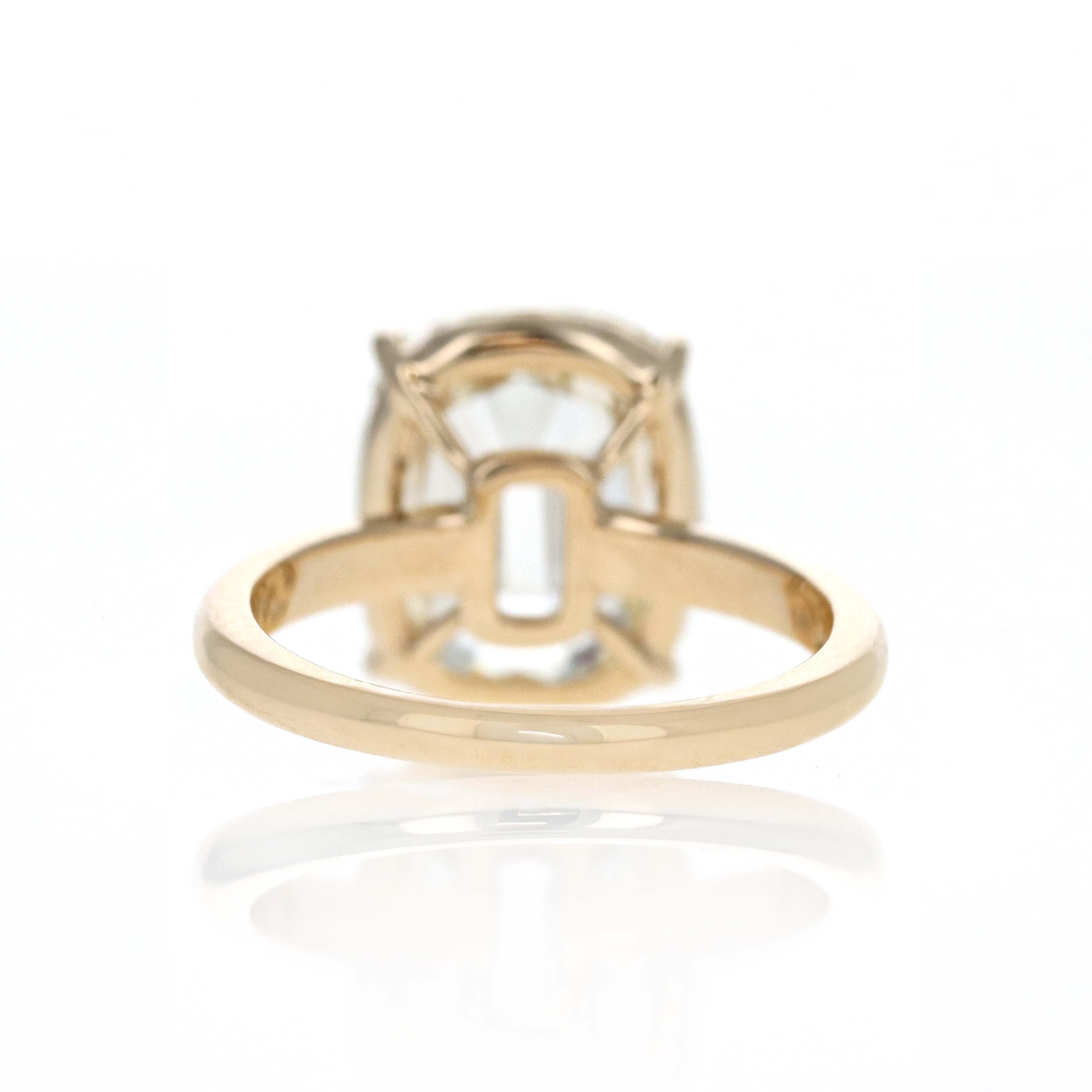 5.02 Carat Elongated Old Mine Cut Diamond Solitaire Engagement Ring in 14K Yellow Gold - Queen May