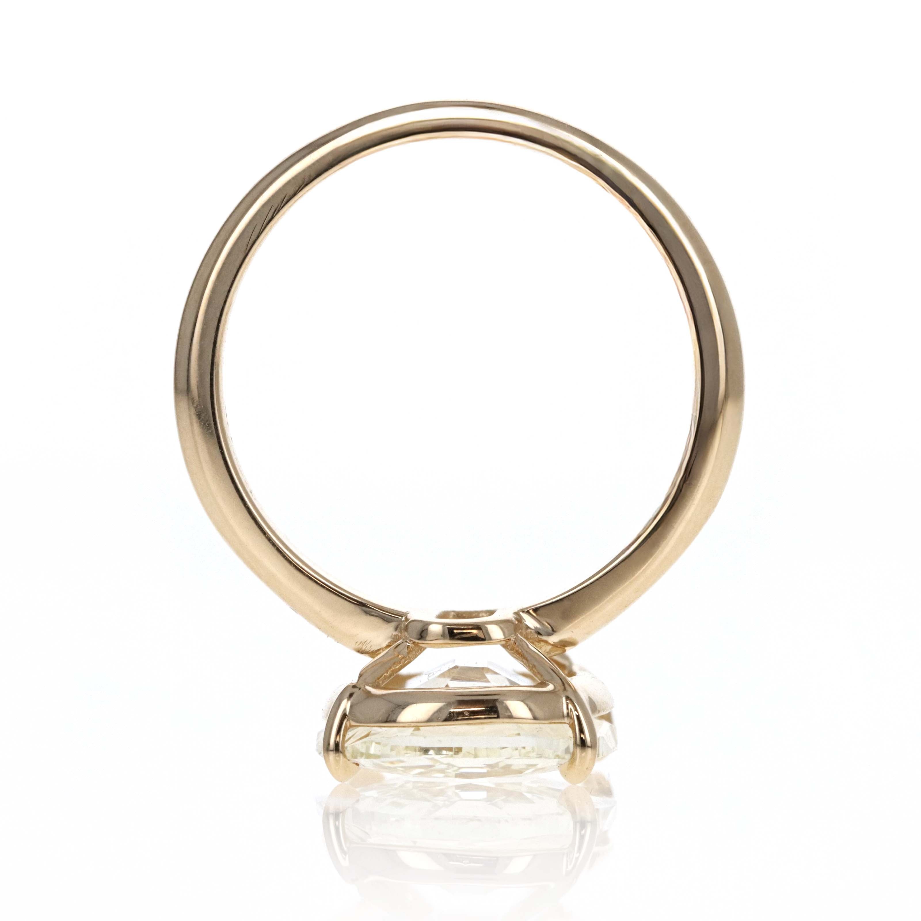 5.02 Carat Elongated Old Mine Cut Diamond Solitaire Engagement Ring in 14K Yellow Gold - Queen May