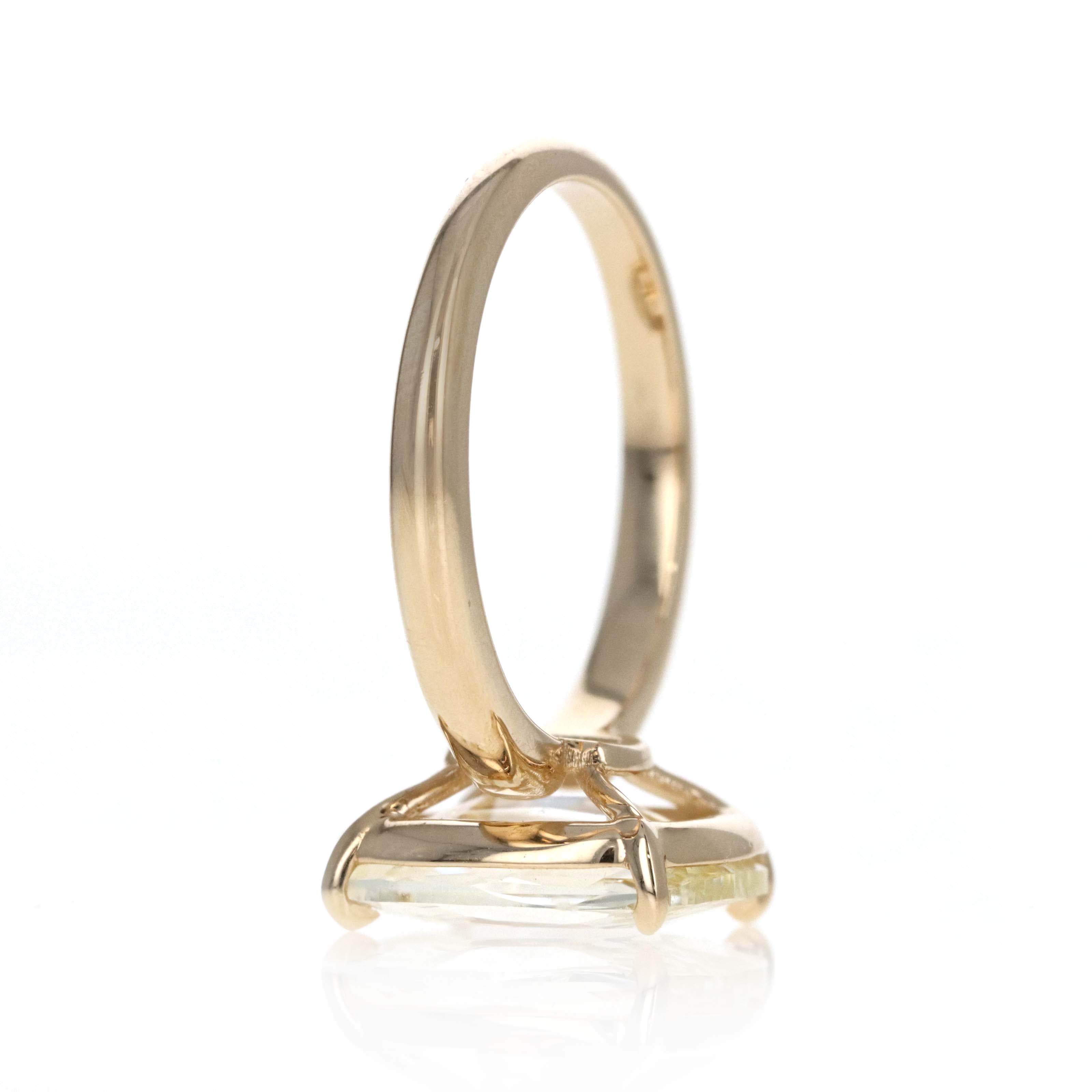 5.02 Carat Elongated Old Mine Cut Diamond Solitaire Engagement Ring in 14K Yellow Gold - Queen May
