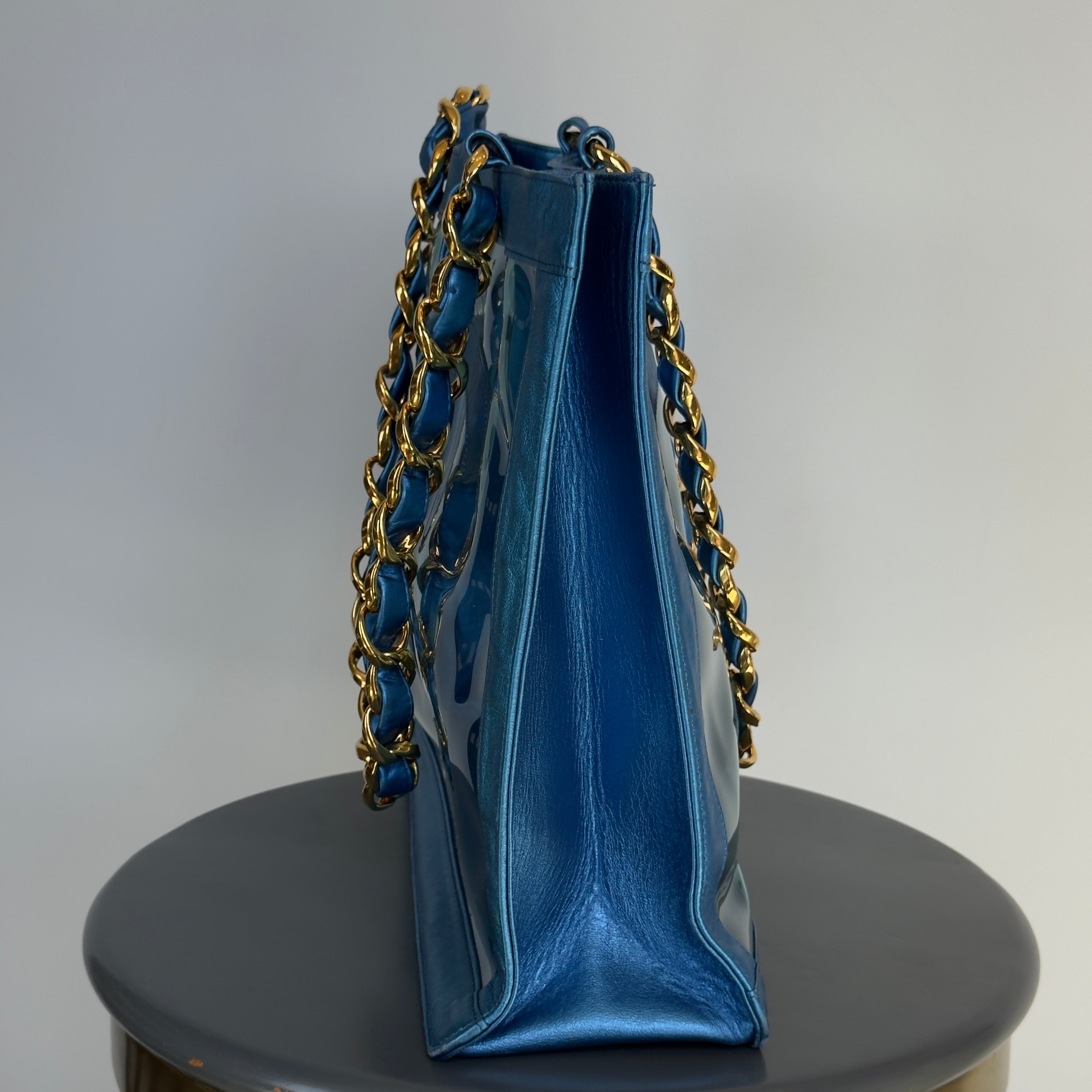 Vintage Chanel PVC CC Tote Blue 1994-1996 - Queen May