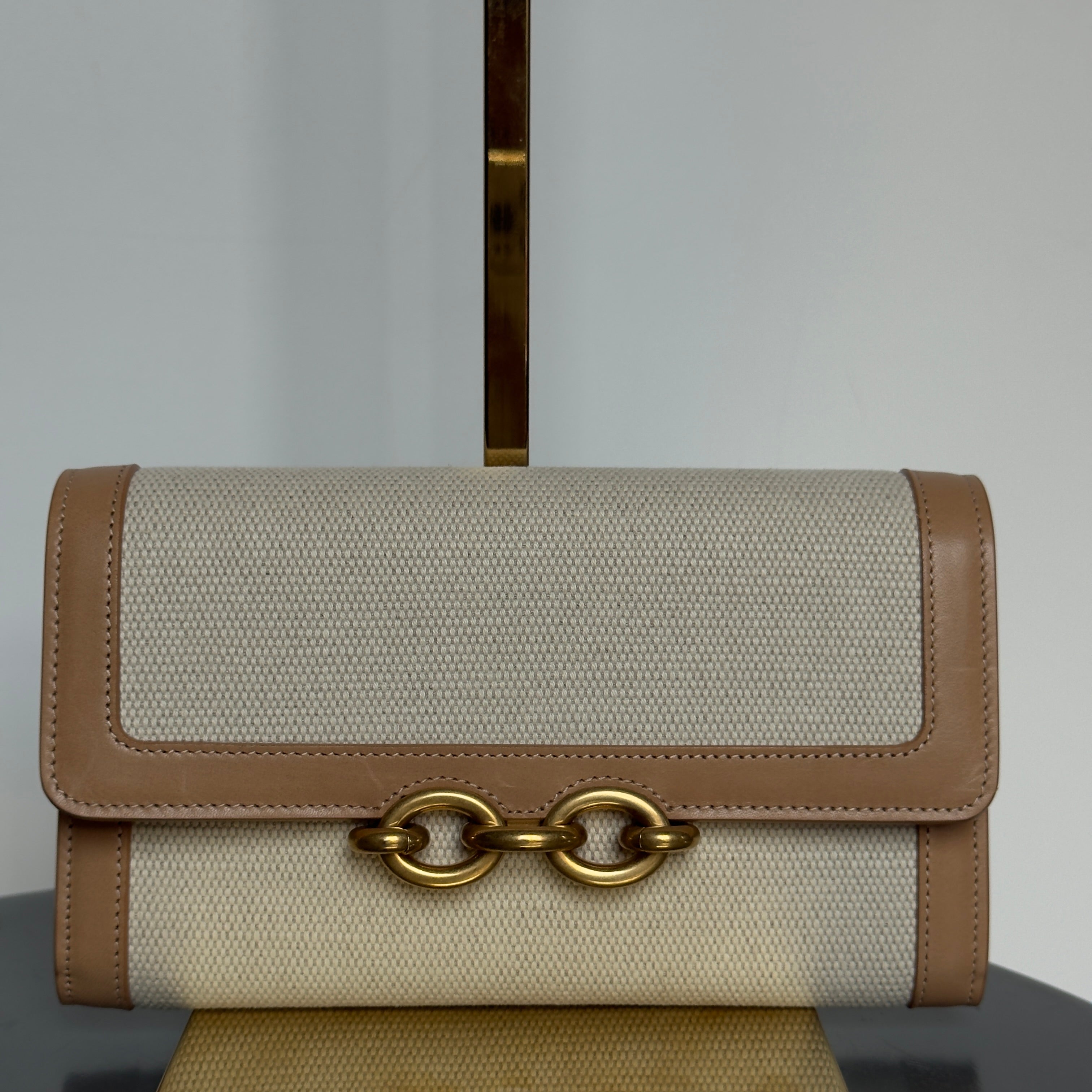 Saint Laurent Natural Le Maillon Canvas Wallet on Chain - Queen May