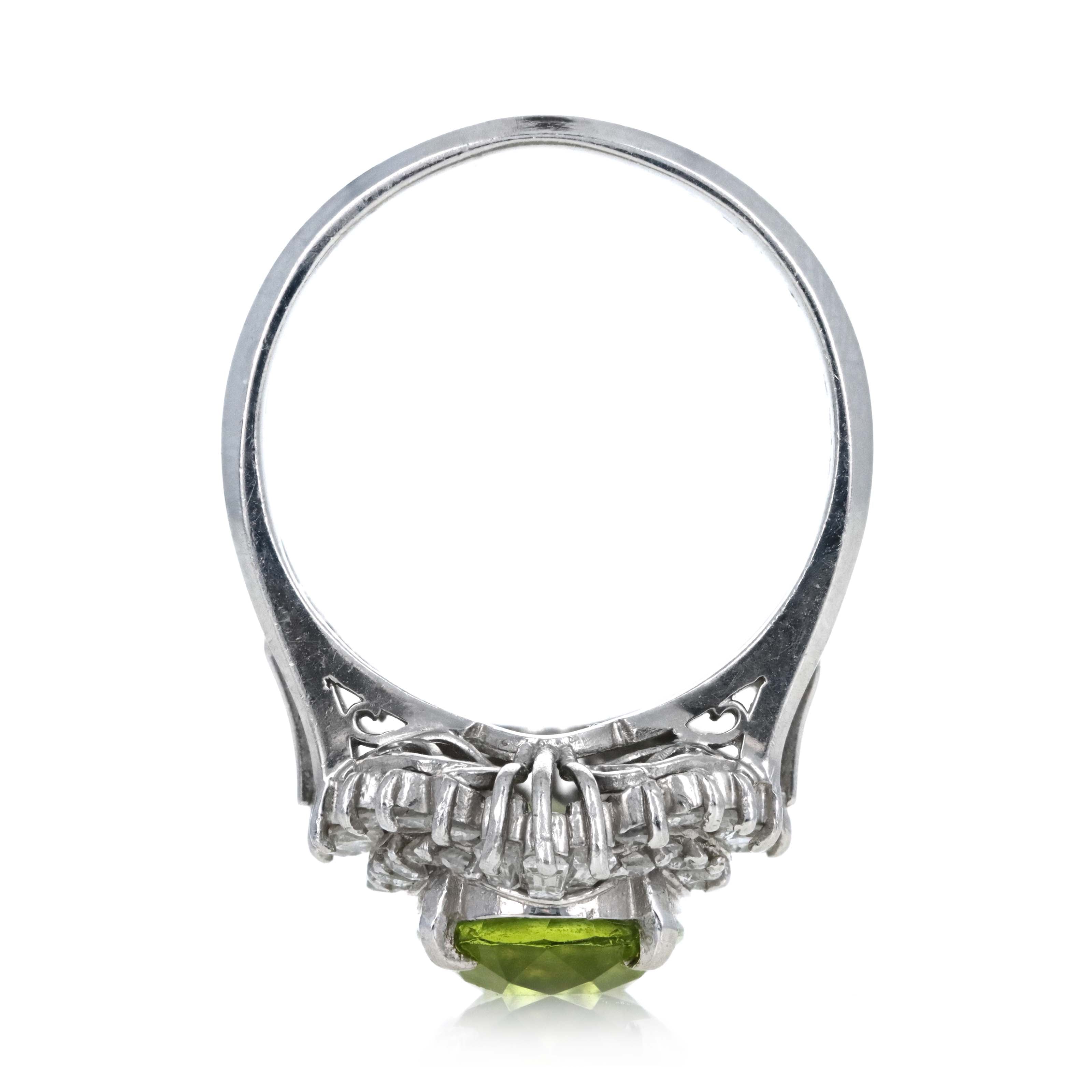 Platinum 2.89 Carat Peridot Diamond Accented Fan Ring - Queen May