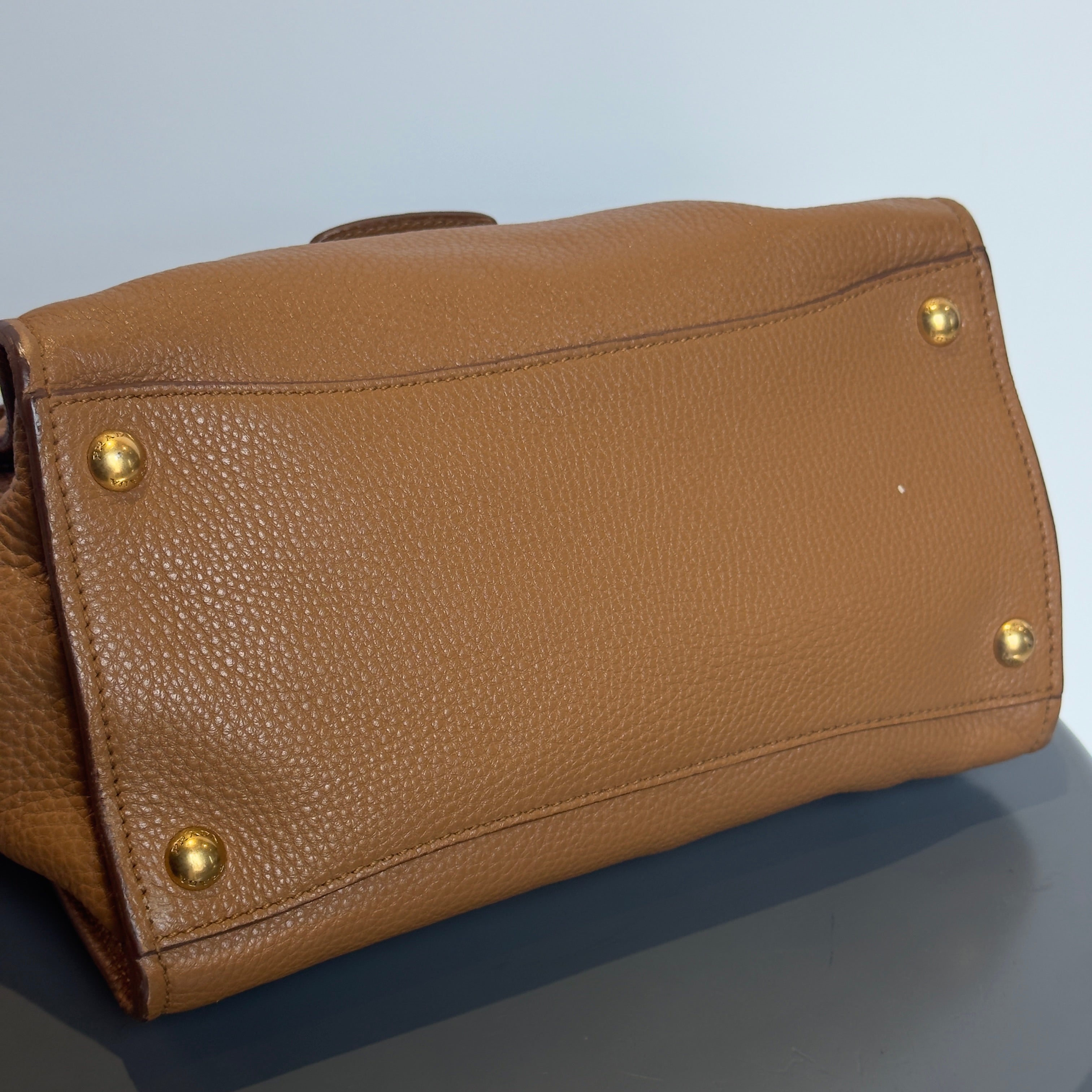 Prada Brown Leather Top Handle Bag