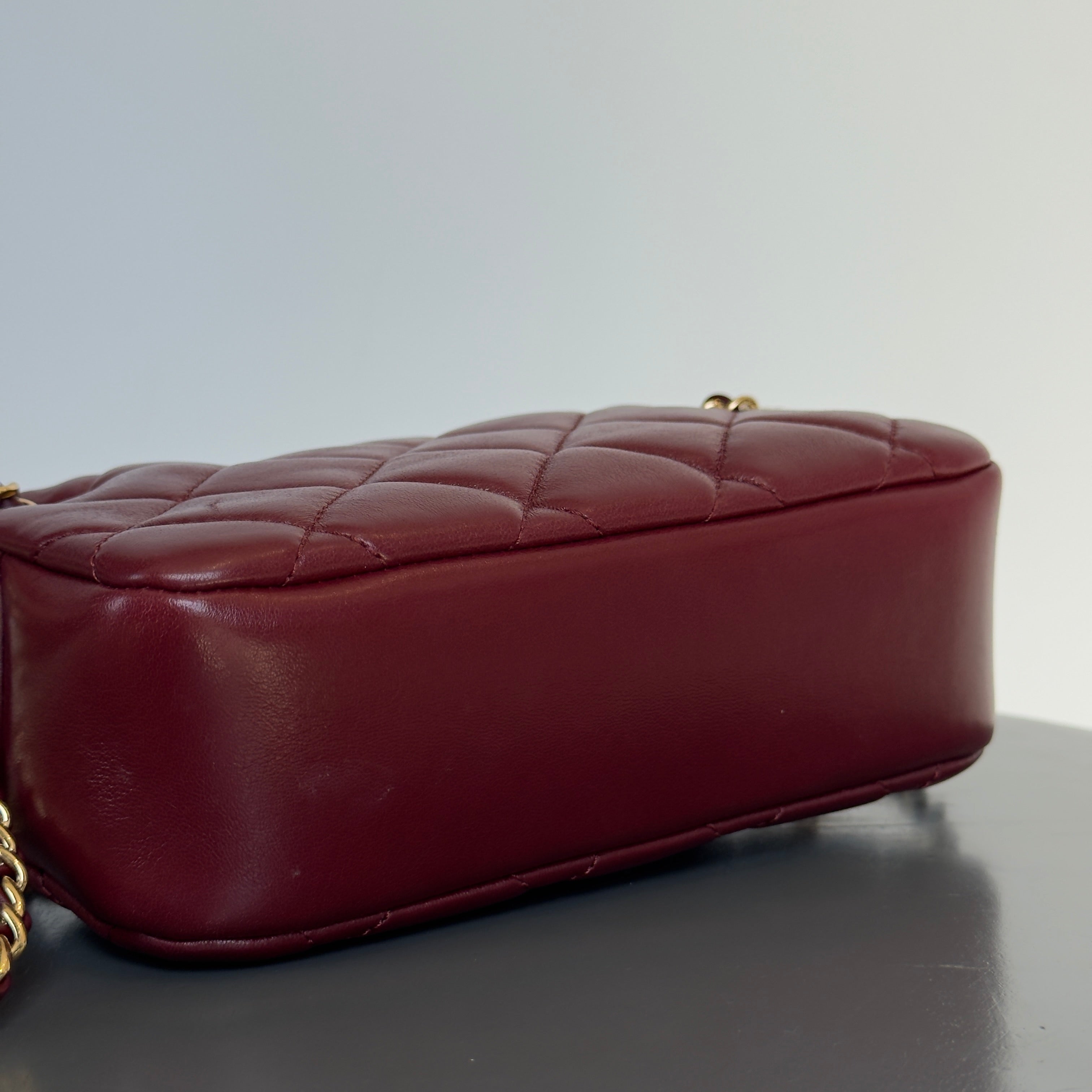 Chanel Burgundy Quilted Camera Bag - Queen May