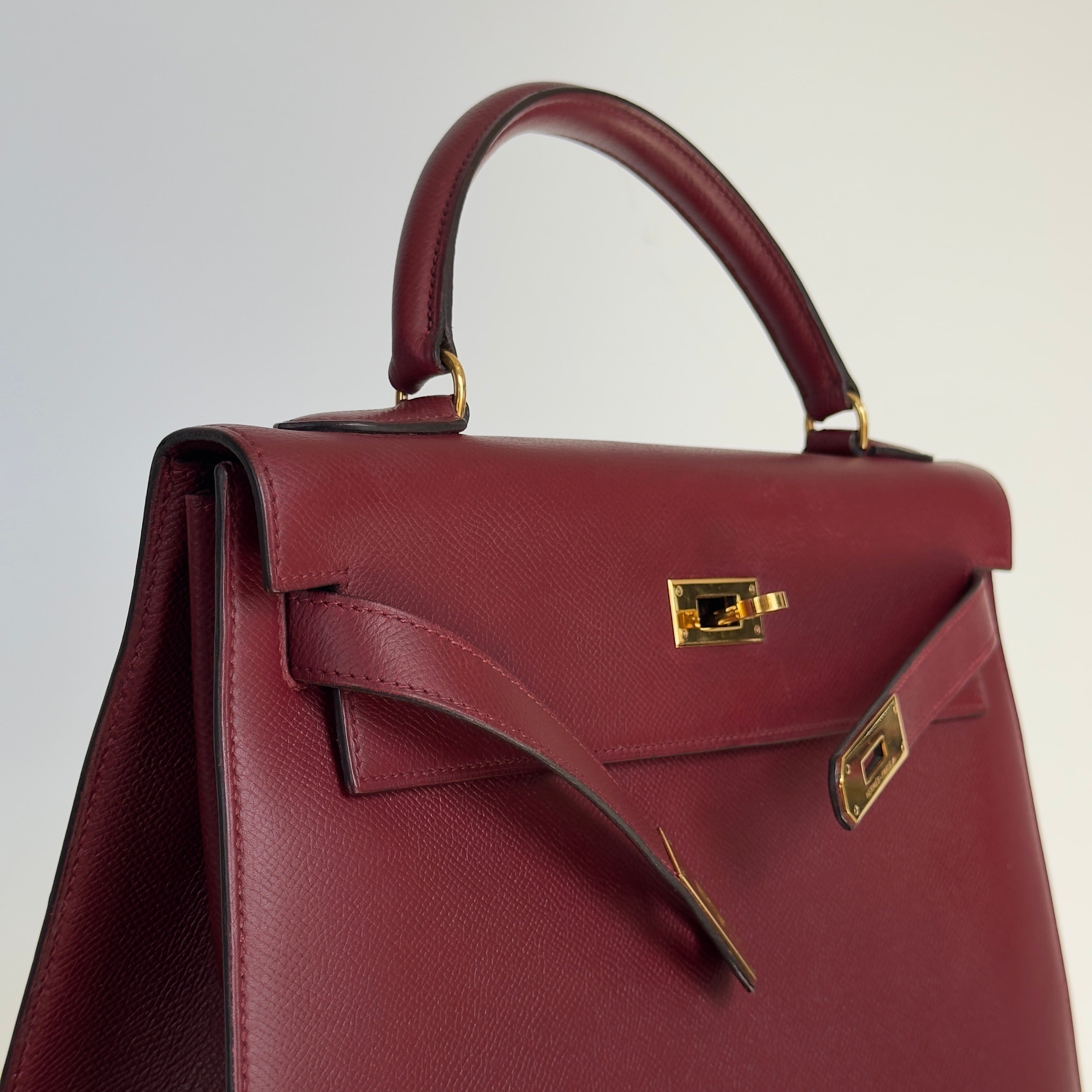 Vintage Hermes Kelly 32 Epsom Leather Rouge H 1991 - Queen May