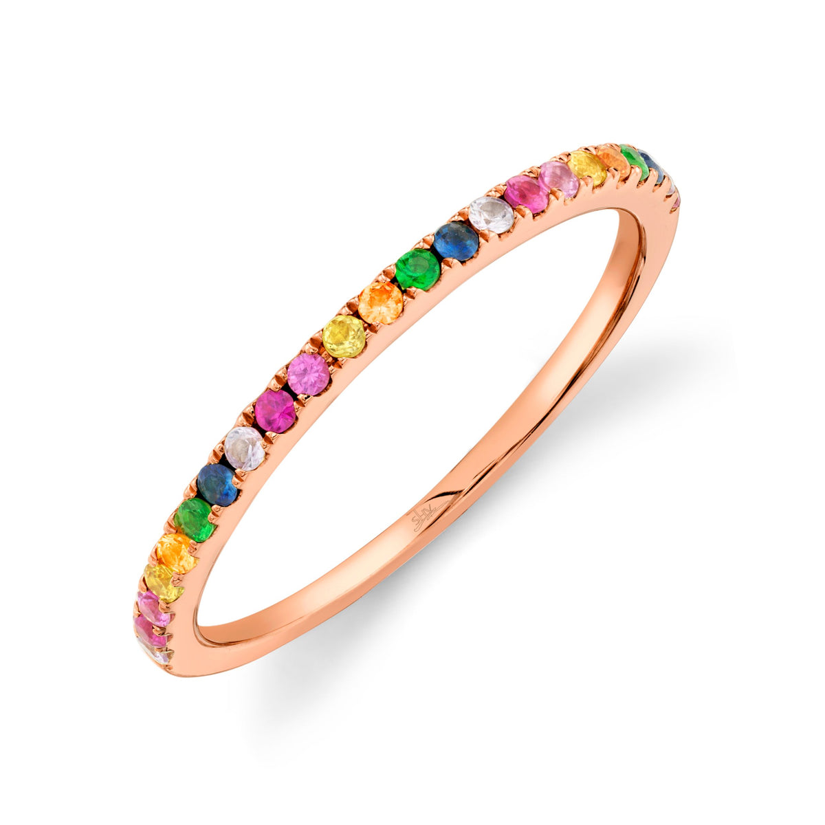 14K Yellow or Rose Gold Rainbow Band - Queen May