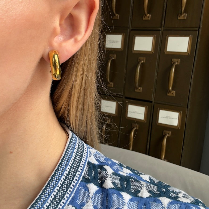 Vintage Celine Clip On Drop Earrings Gold Plated - Queen May