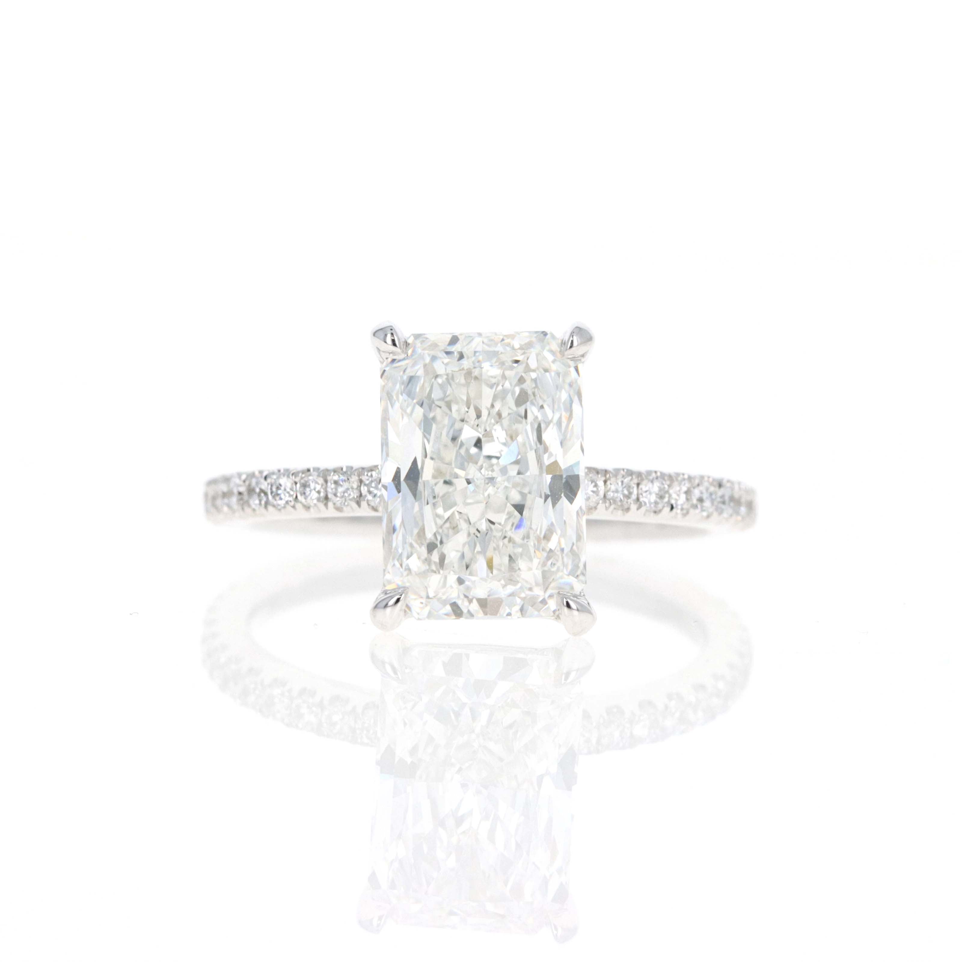 Lab Grown 3 Carat Radiant Diamond Accented Engagement Ring - Queen May
