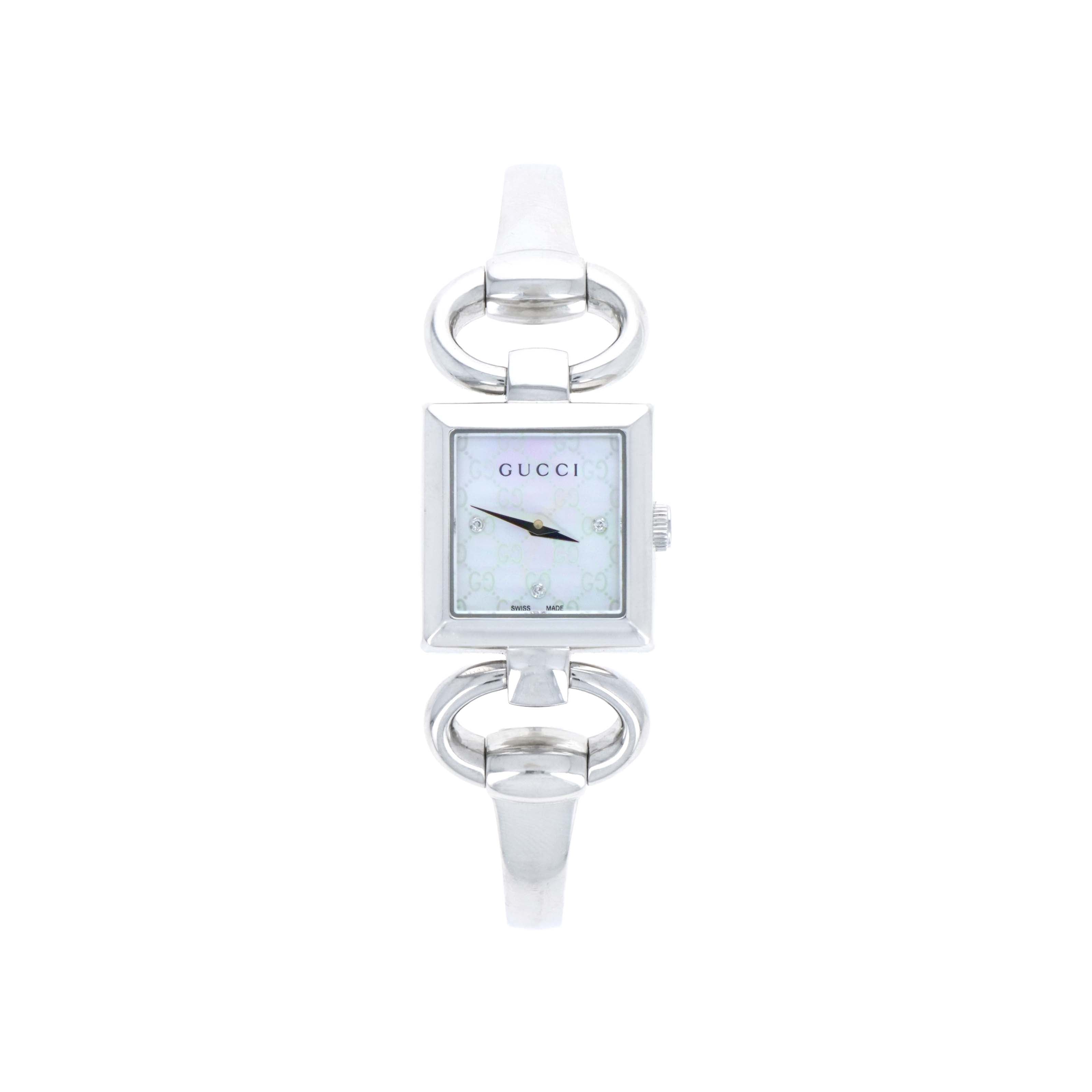 Gucci 120 Mother of Pearl GG Horsebit Watch - Queen May