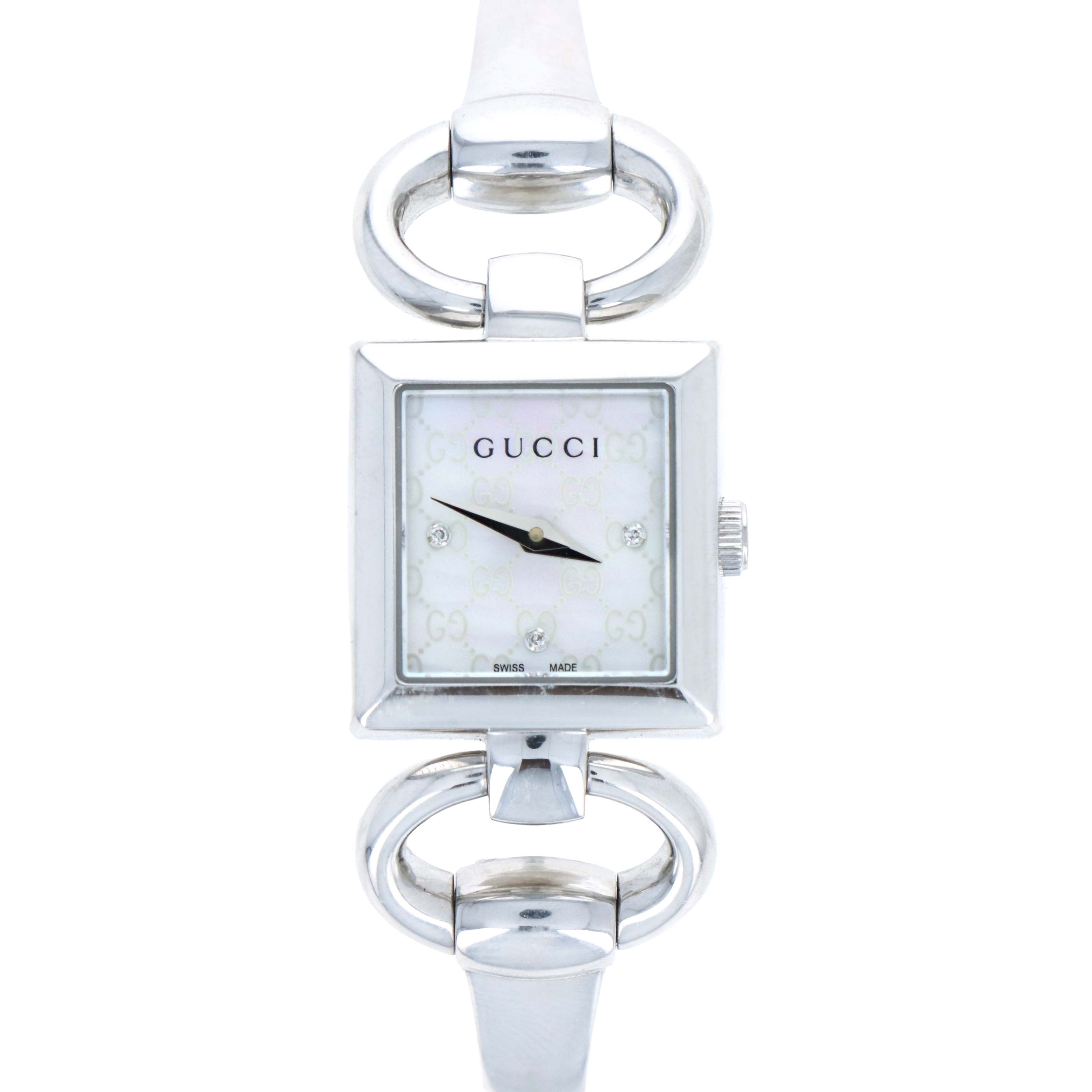 Gucci 120 Mother of Pearl GG Horsebit Watch - Queen May