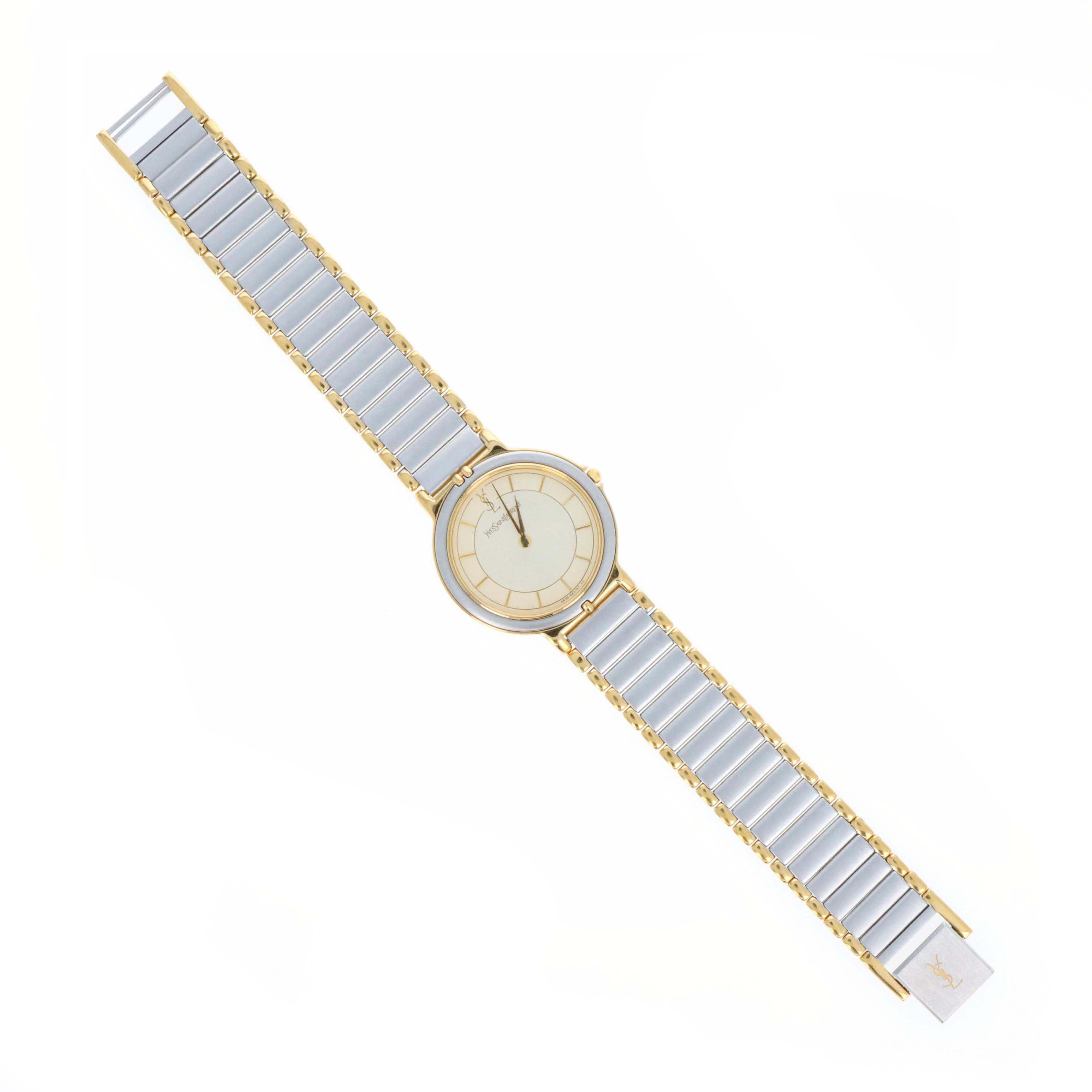 Vintage Yves St Laurent Two Tone Watch 1990s - Queen May