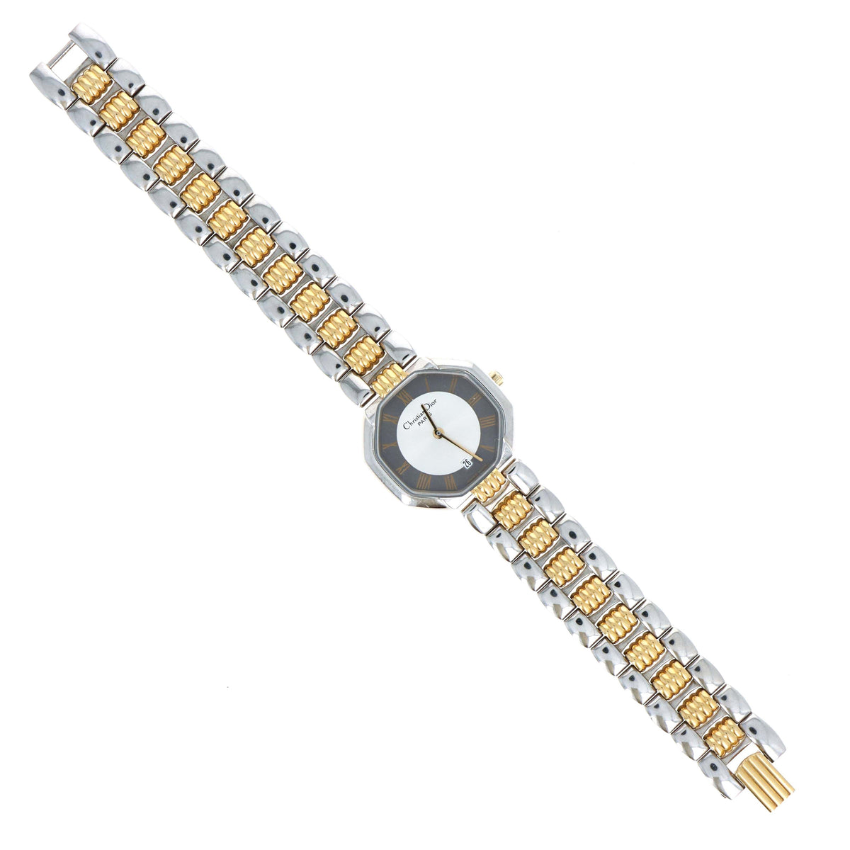 Dior Two Tone Octagon D48-203 Link Watch