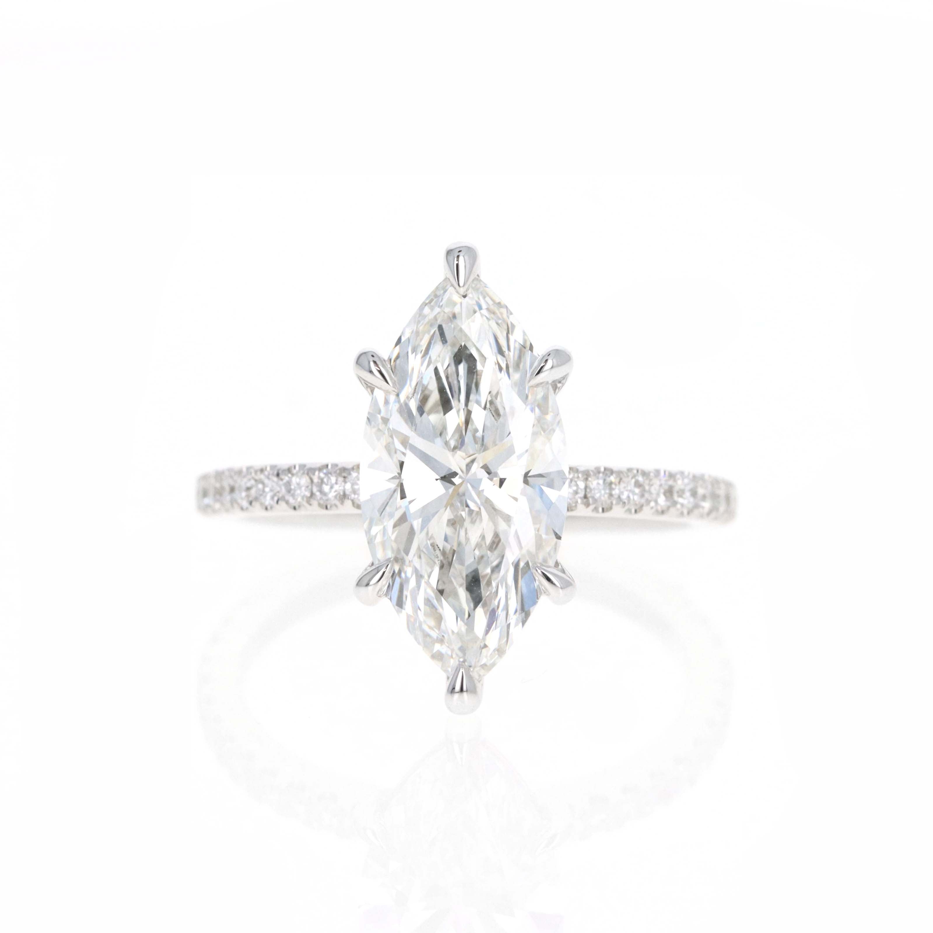 Lab Grown 3 Carat Marquise Diamond Accented Engagement Ring - Queen May