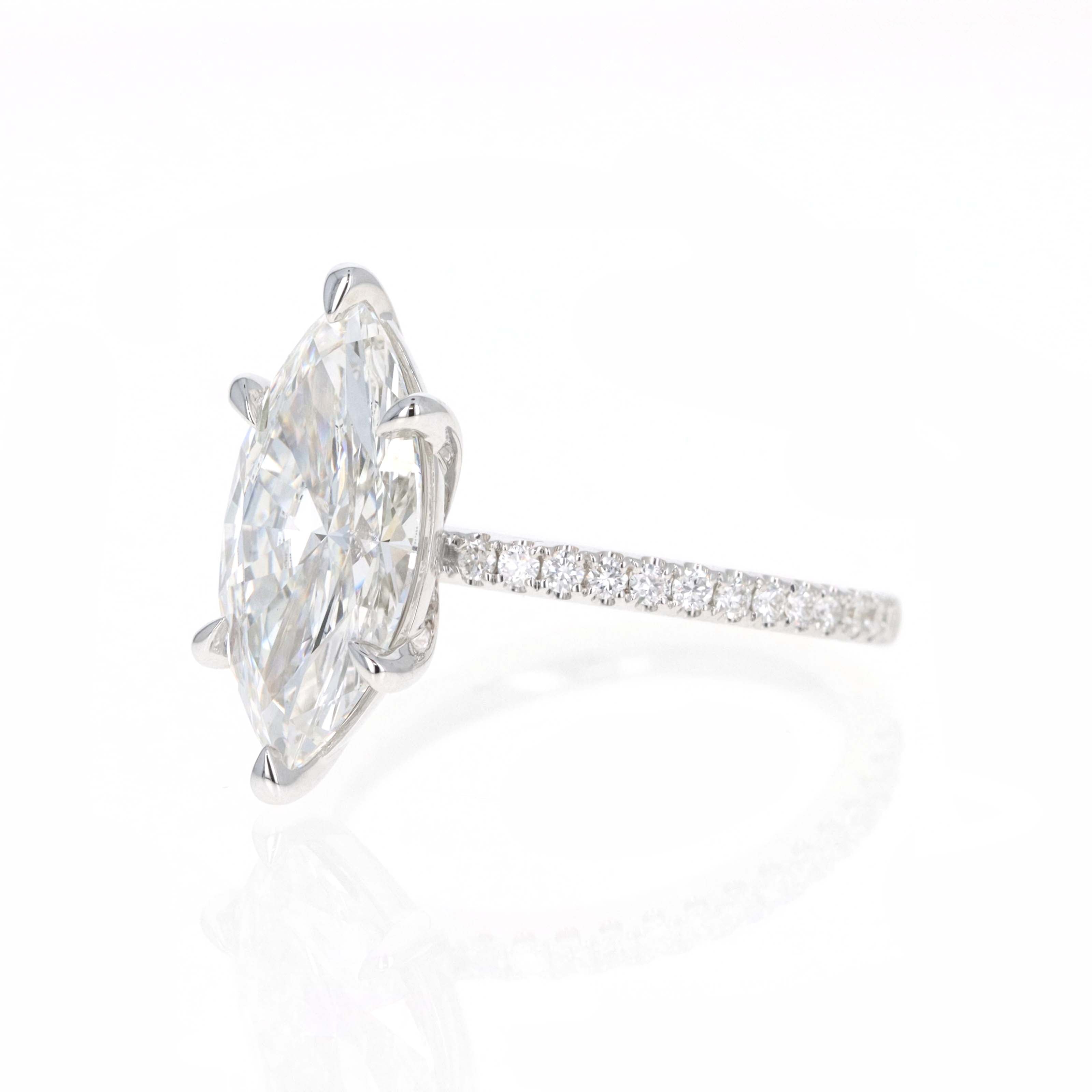 Lab Grown 3 Carat Marquise Diamond Accented Engagement Ring - Queen May