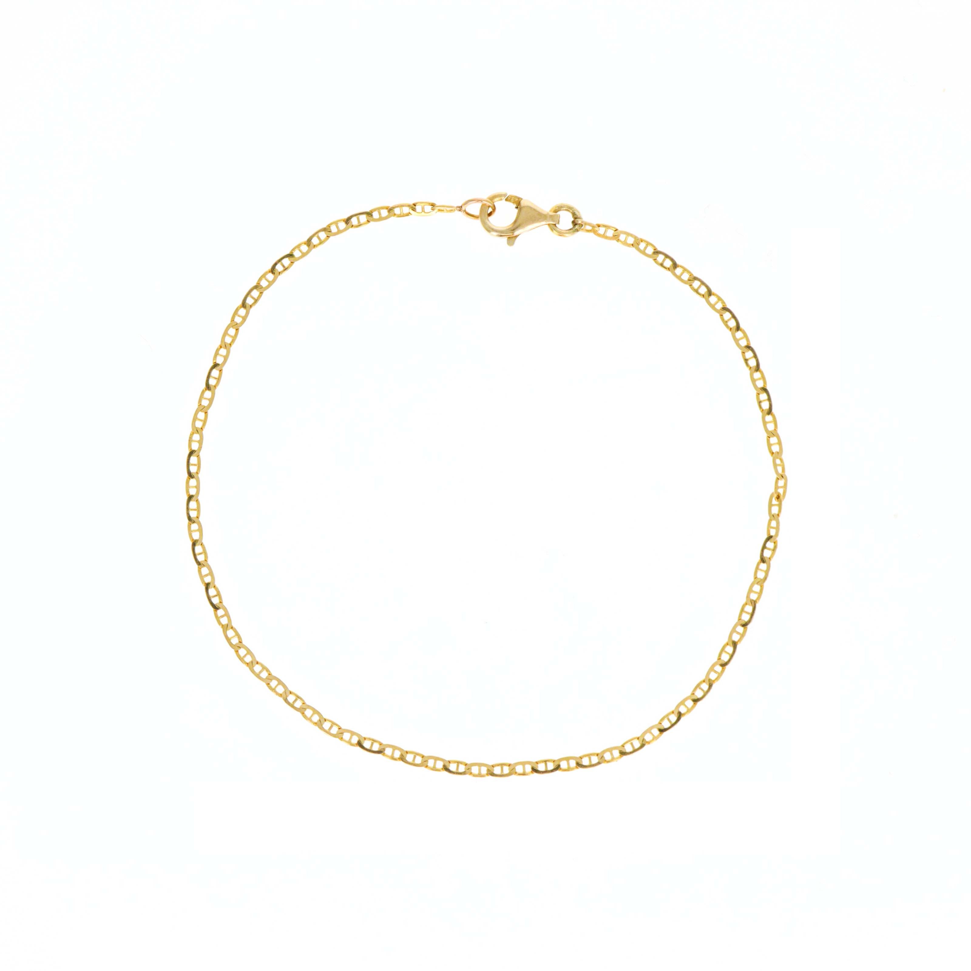 14K Yellow Gold 1.4mm Mariner Link Chain Bracelet - Queen May