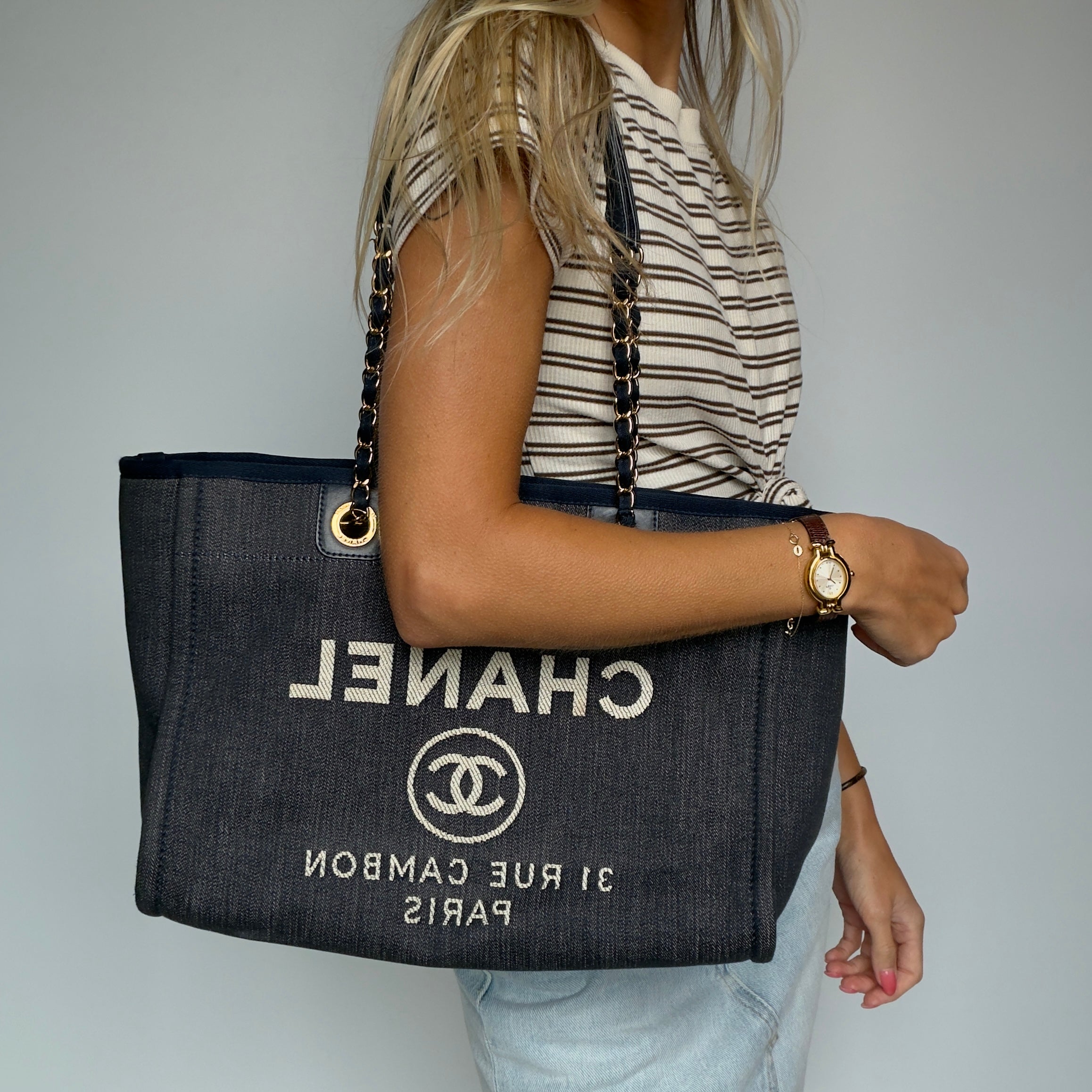 Chanel Deauville Tote Denim Small