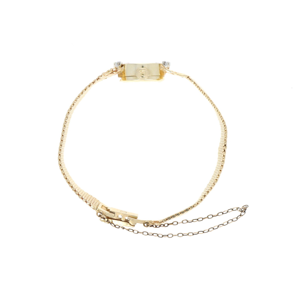 Vintage Omega 14K Yellow Gold Woven Mesh Bracelet Diamond Cocktail Watch