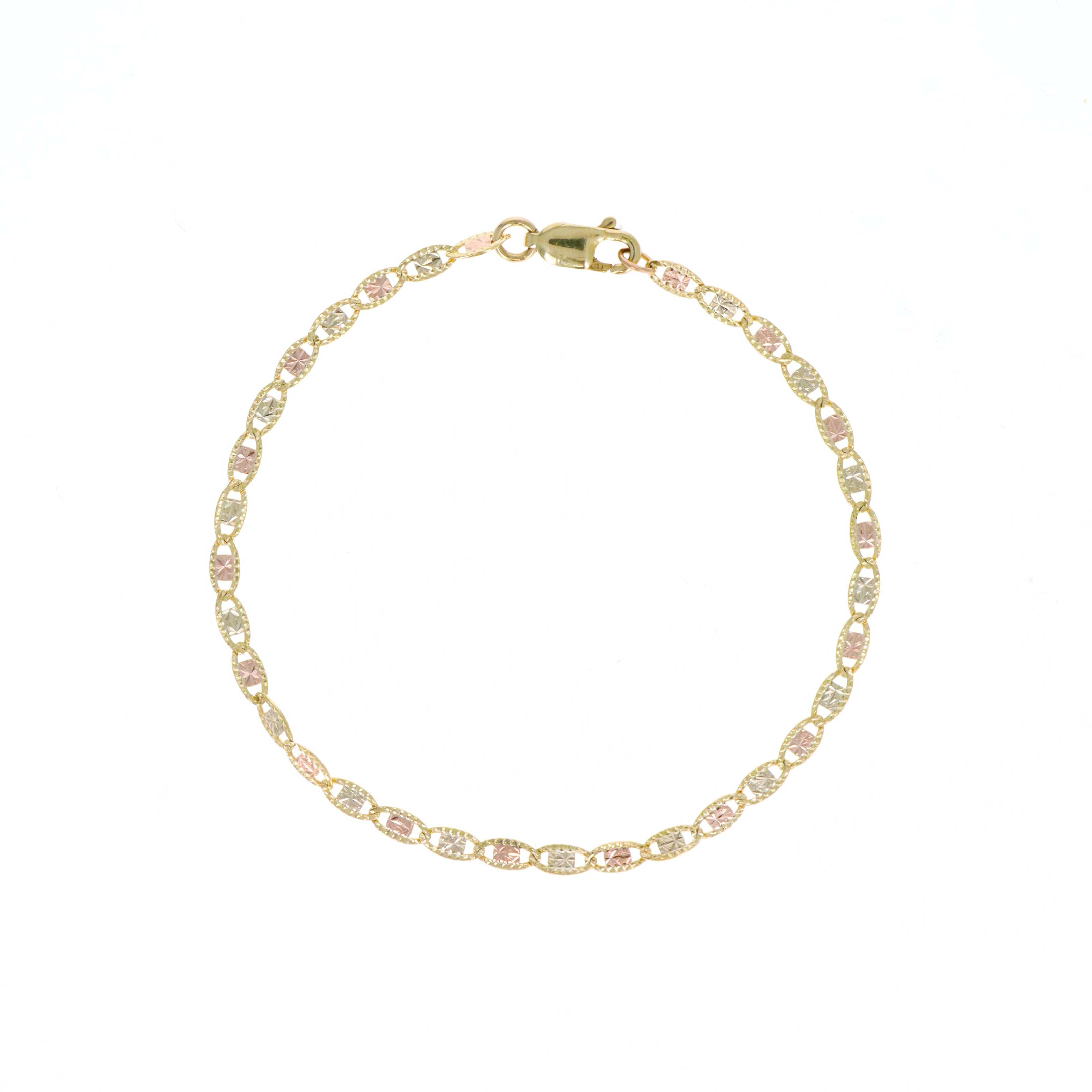 14K Gold 2.7mm Fancy Link Chain Bracelet - Queen May
