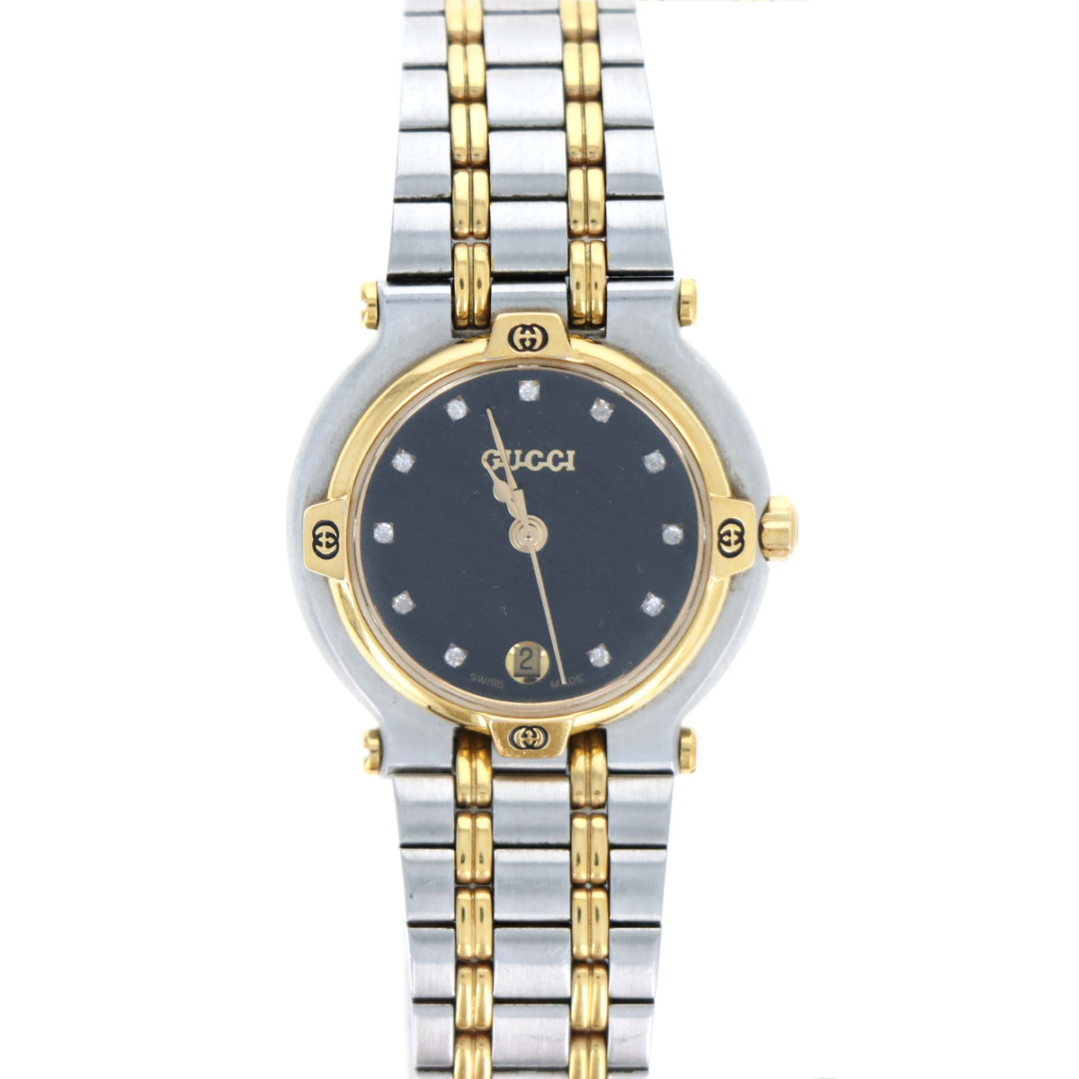 Vintage Gucci 9000L Two-Tone Black Dial Ladies Watch