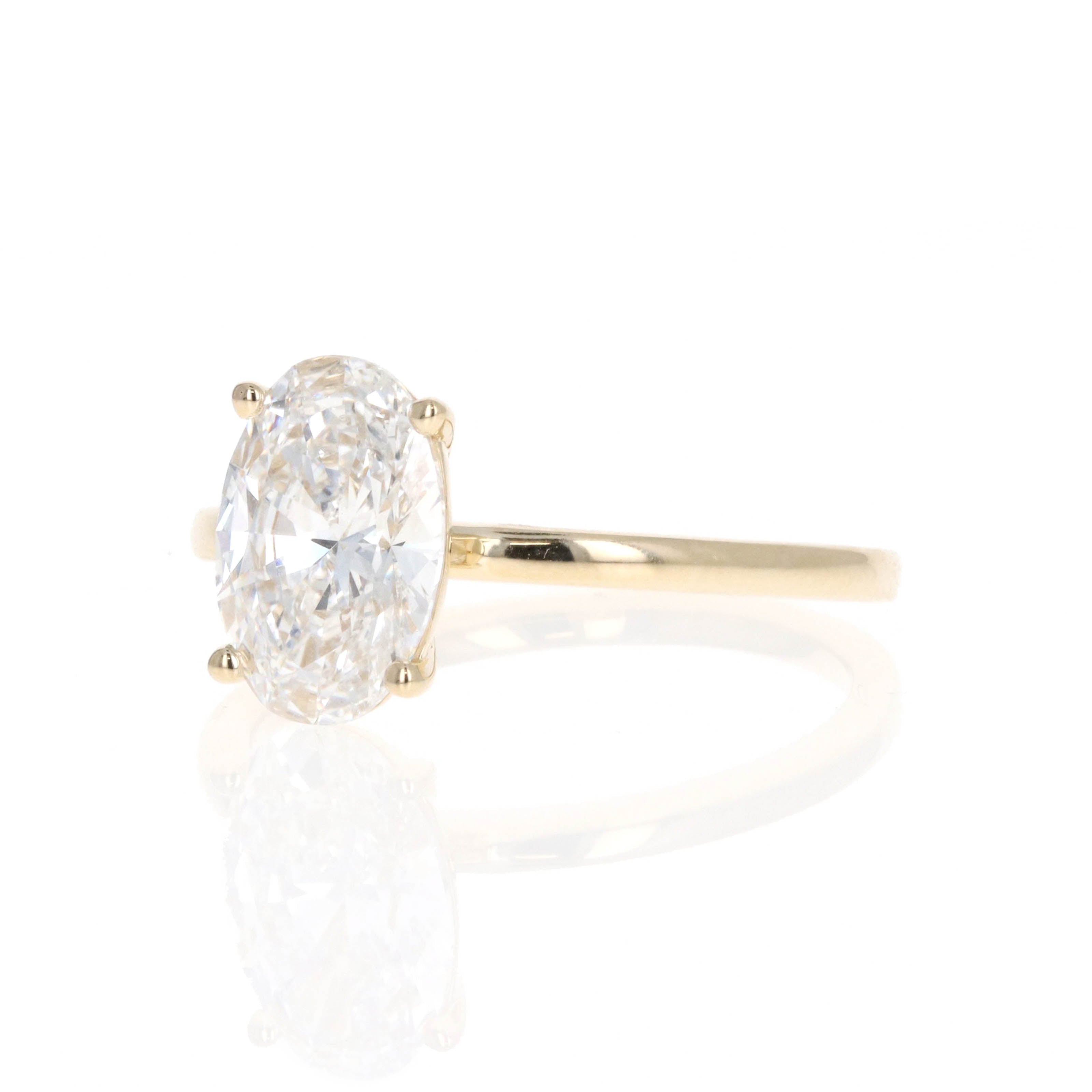 Lab Grown 2 Carat Oval Diamond Solitaire Engagement Ring - Queen May