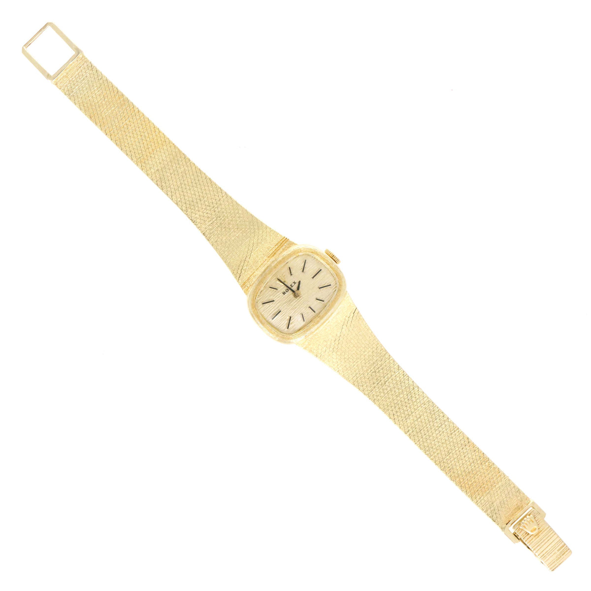 Vintage Rolex 14K Yellow Gold 22.5MM Champagne Bark Dial Mechanical Ladies Watch - Queen May