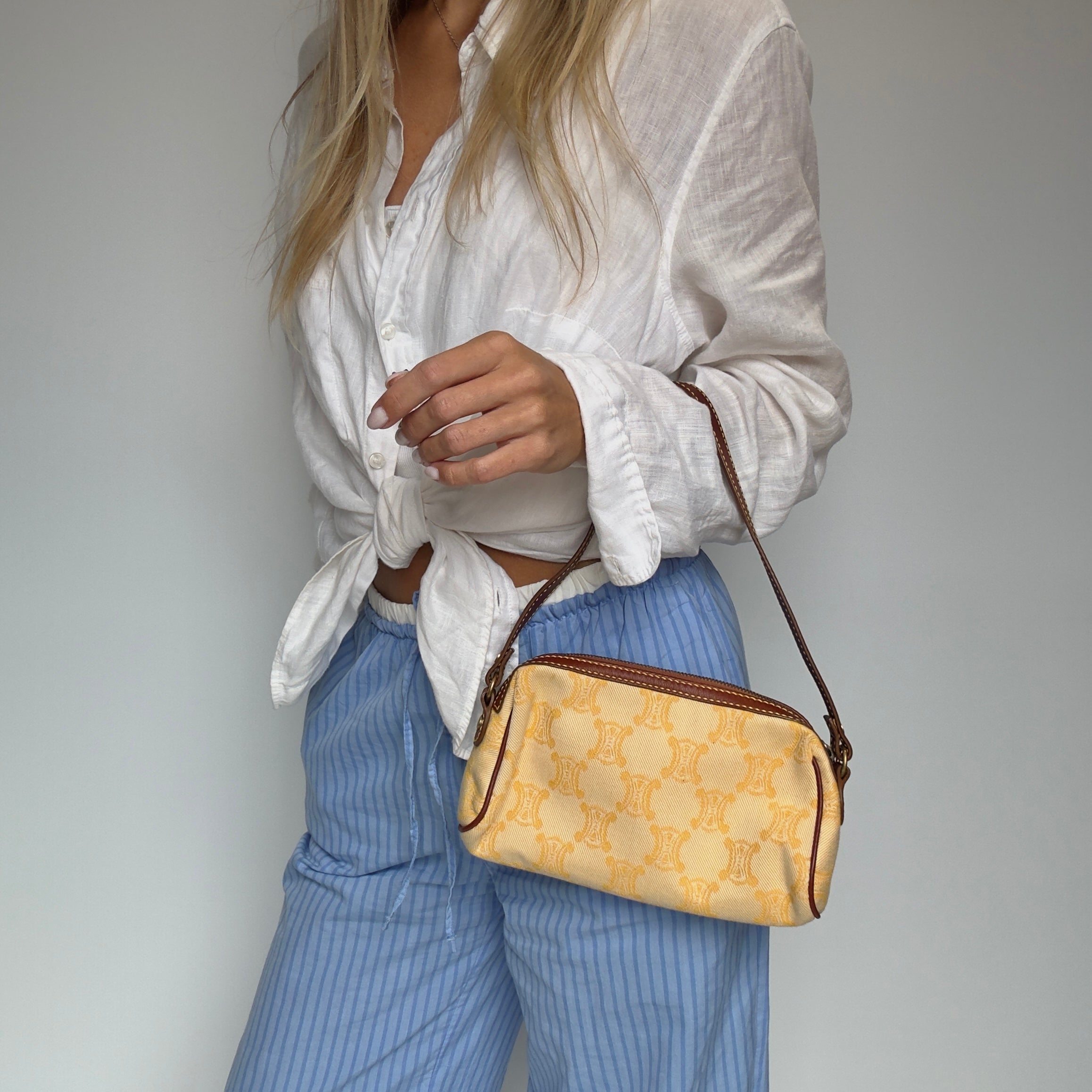 Celine Butter Yellow Sac Main Toile Shoulder Bag