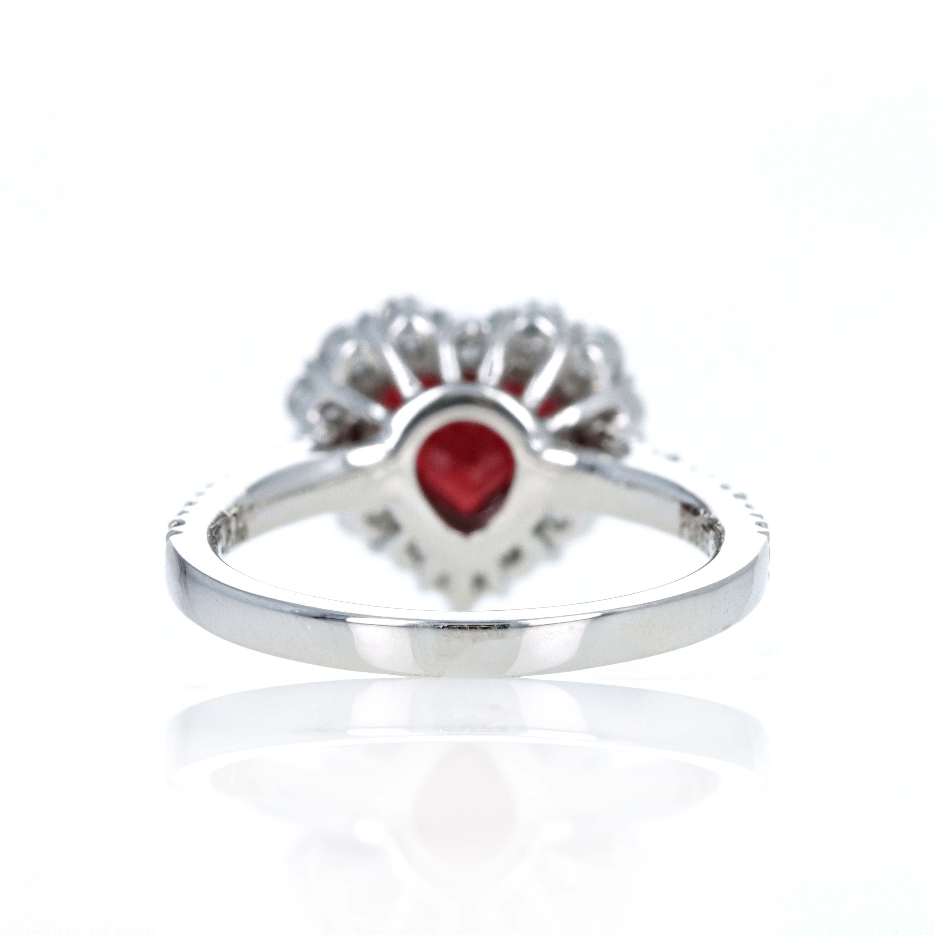 Platinum 2.06 Carat Heart Shape No Heat Burma Spinal Diamond Halo Ring