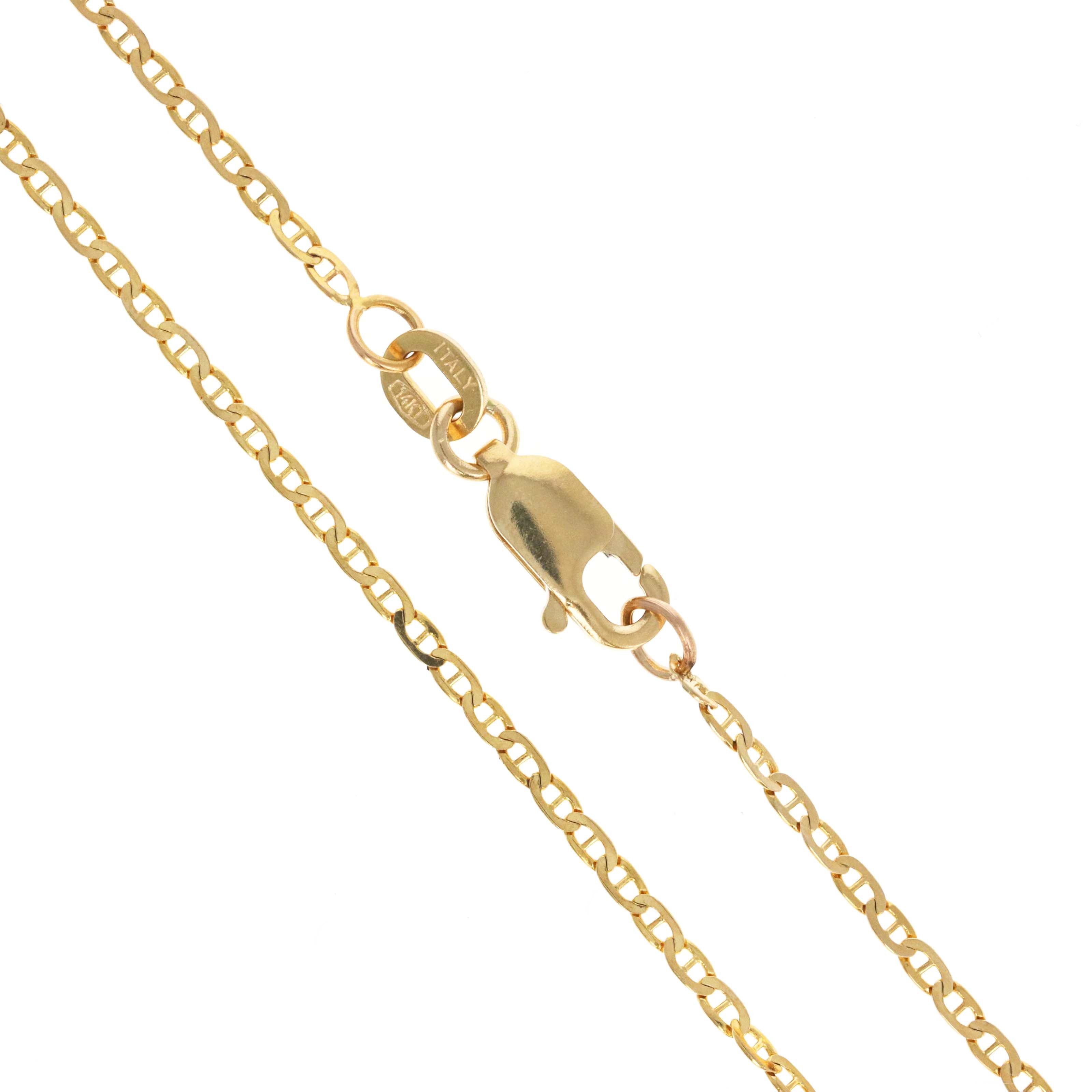 14K Yellow Gold 1.4mm Mariner Link Chain Bracelet - Queen May