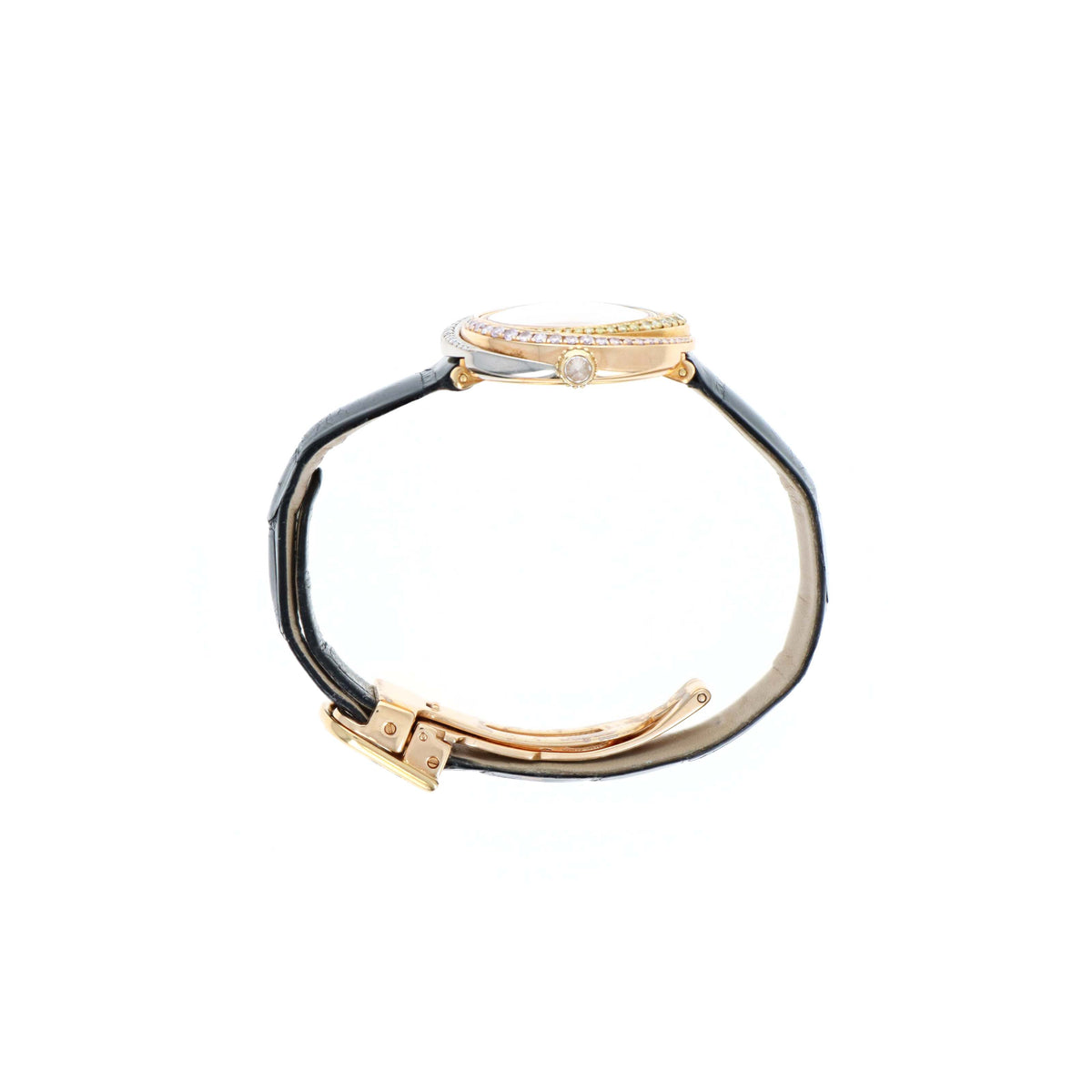 Cartier Trinity Tri Color 18K Gold Diamond Set 27MM Quartz Movement Leather Strap Watch Ref. WG200541 - Queen May