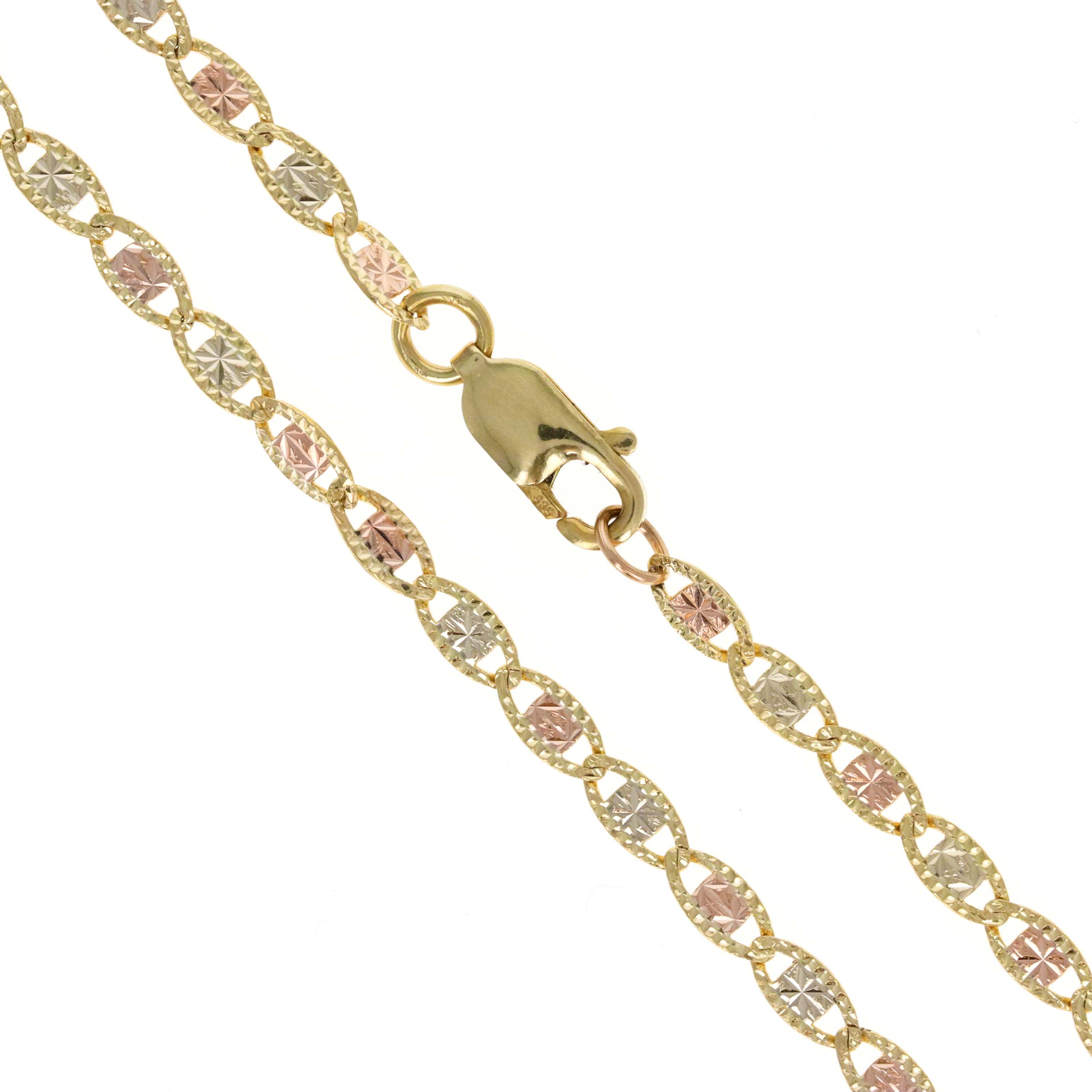 14K Gold 2.7mm Fancy Link Chain Bracelet - Queen May