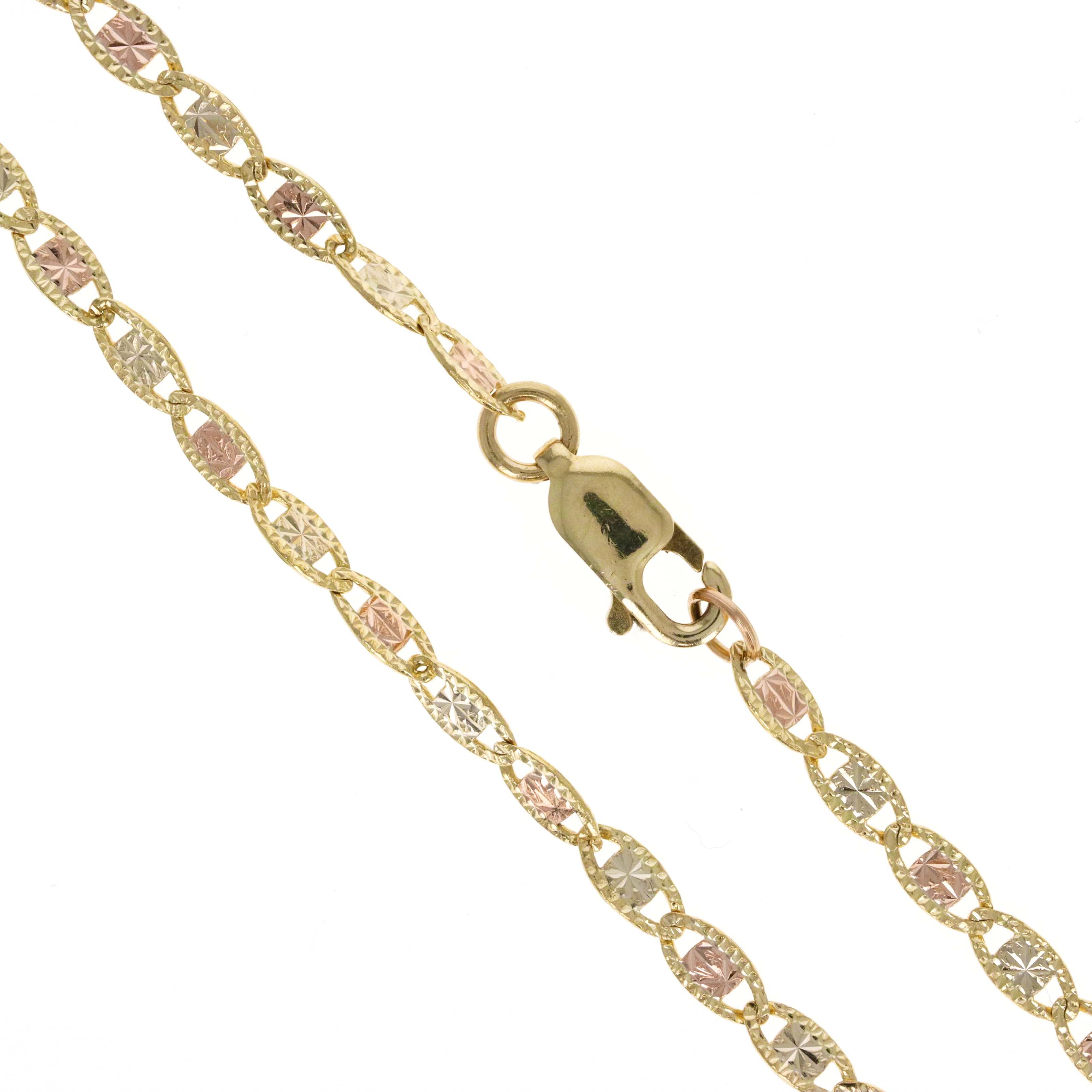 14K Gold 2.7mm Fancy Link Chain Bracelet - Queen May