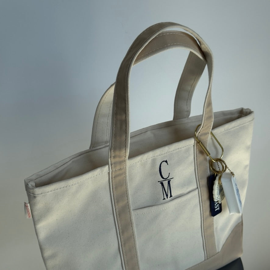 Embroidered Cape May Medium Canvas Boat Tote x Freshwater Curated Goods Bag Charms - Queen May