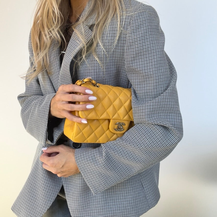 Chanel Double Flap Yellow Caviar