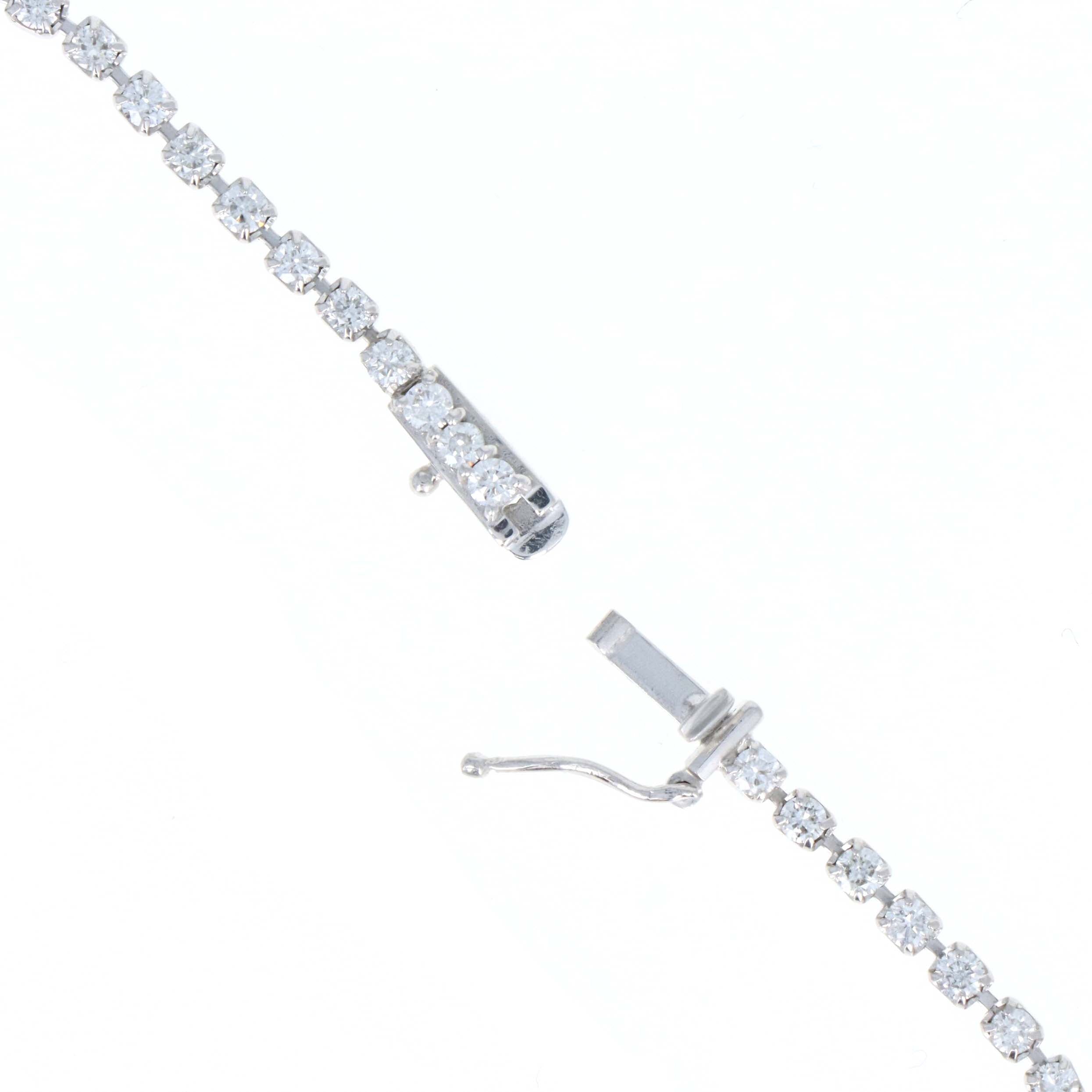 18K White Gold 2 Carat Round Diamond Floating Tennis Bracelet - Queen May