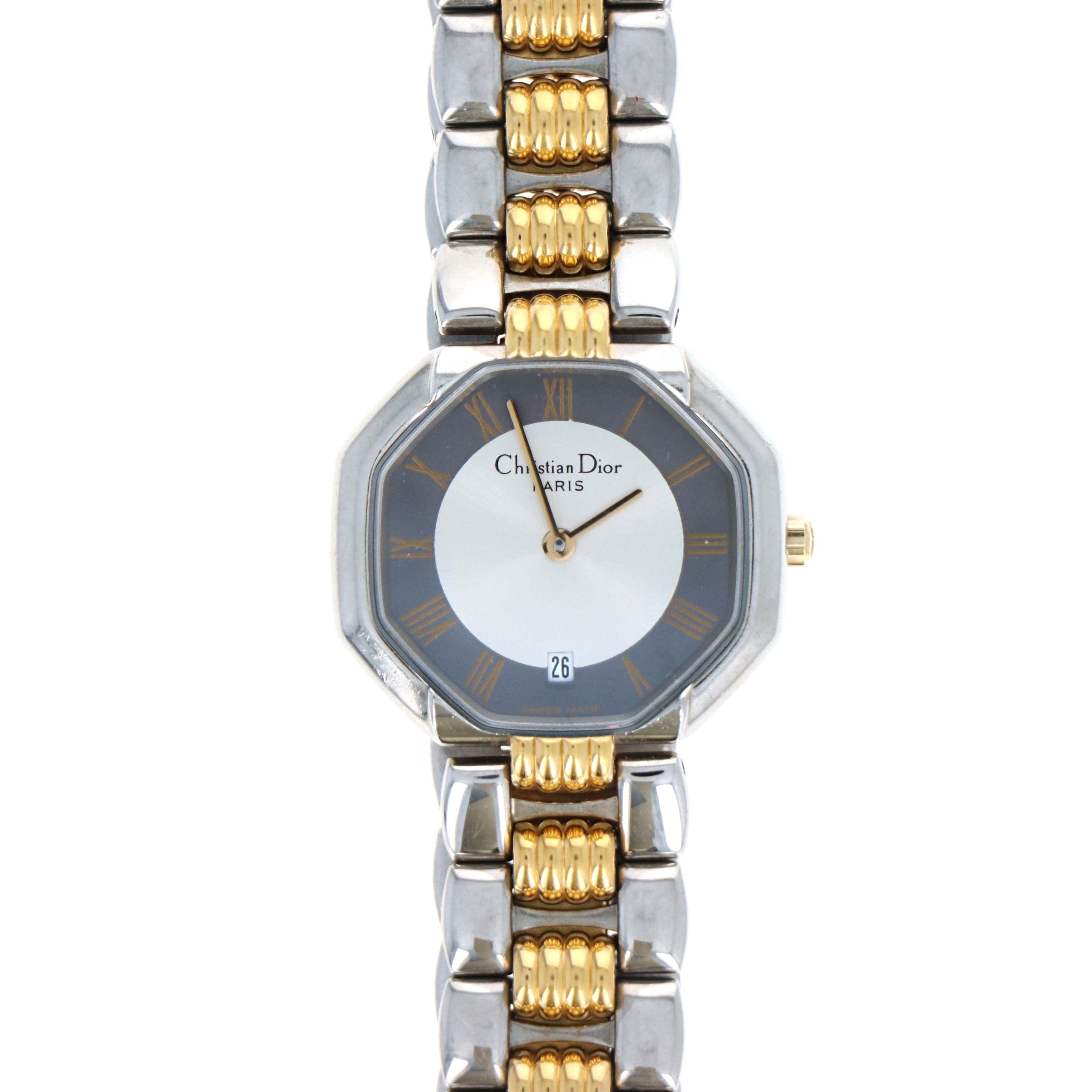 Dior Two Tone Octagon D48-203 Link Watch