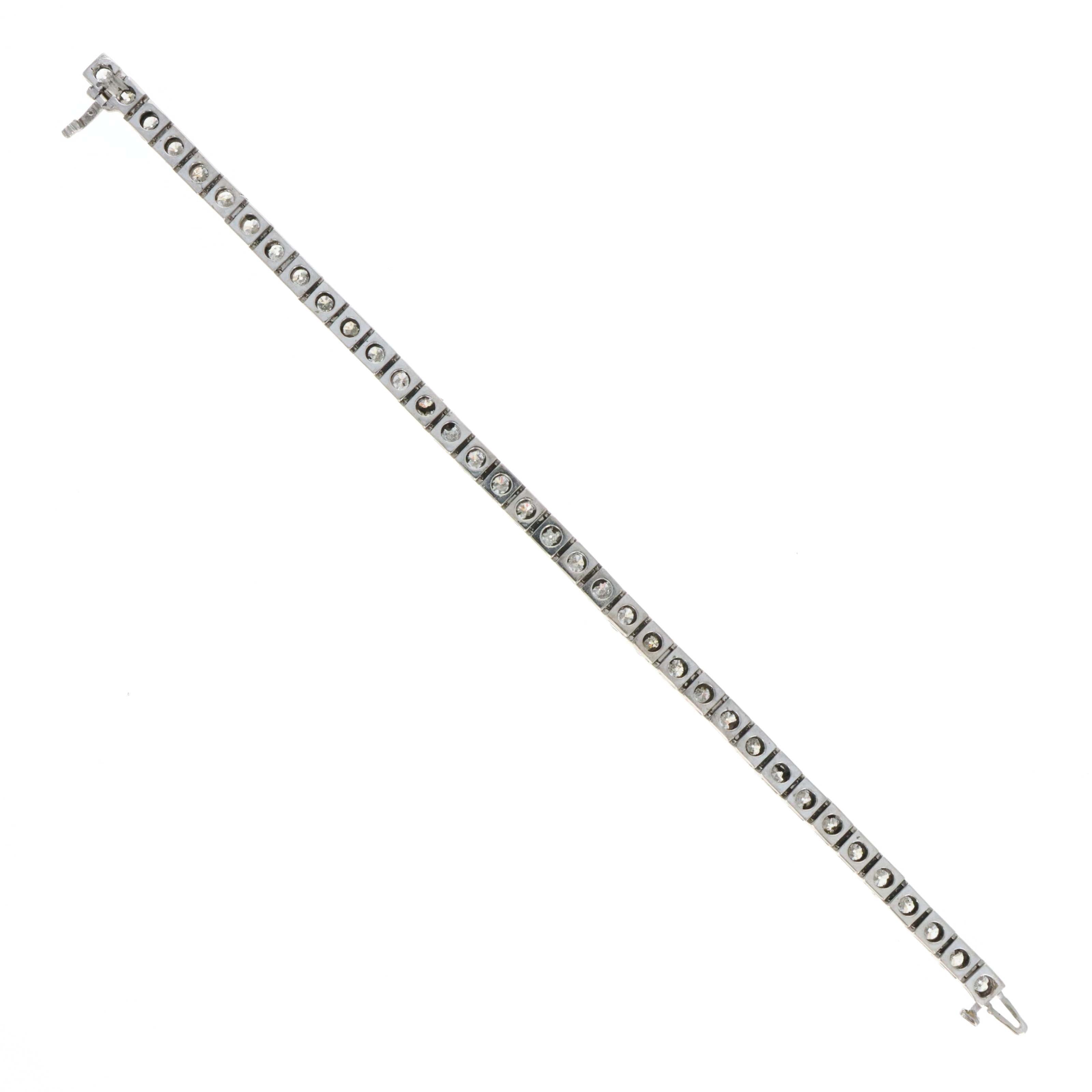 14K White Gold 12 Carat Round Brilliant Diamond Tennis Bracelet - Queen May