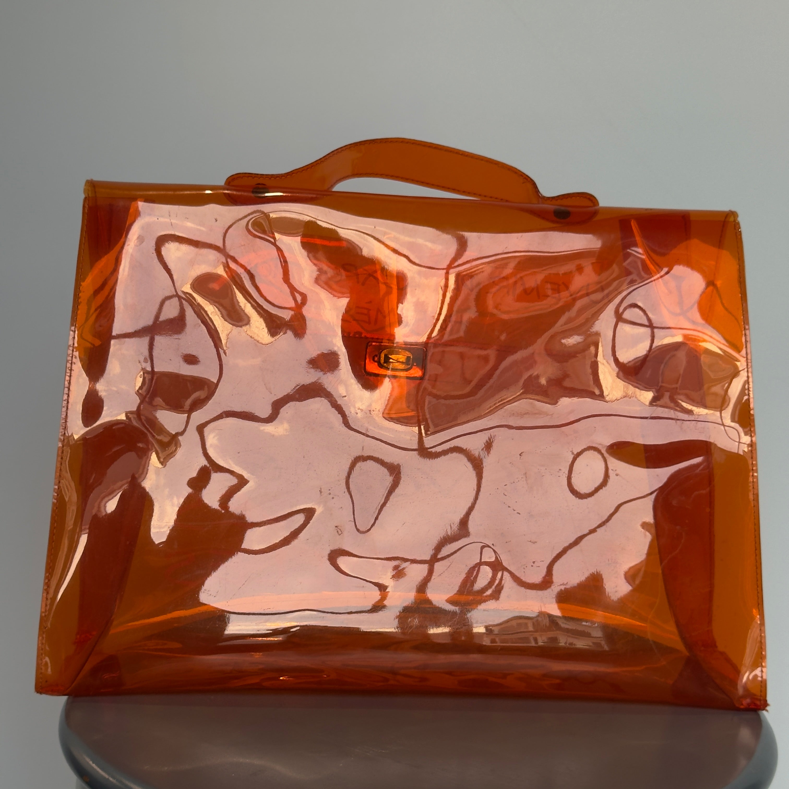 Hermes Vinyl Souvenirs De L'Exposition Kelly PVC Orange