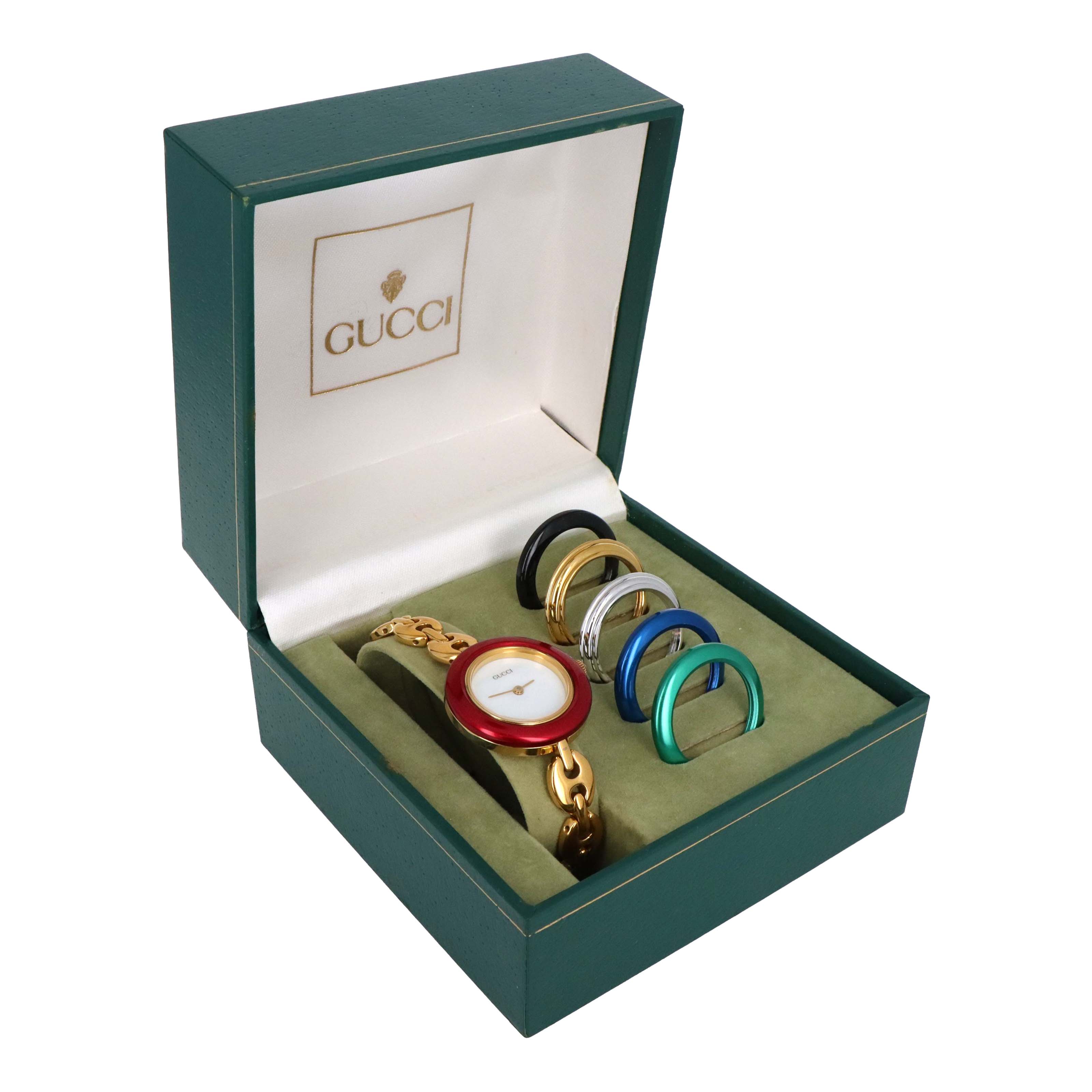 Vintage Gucci Interchangeable Bezel Gucci Link Watch - Queen May
