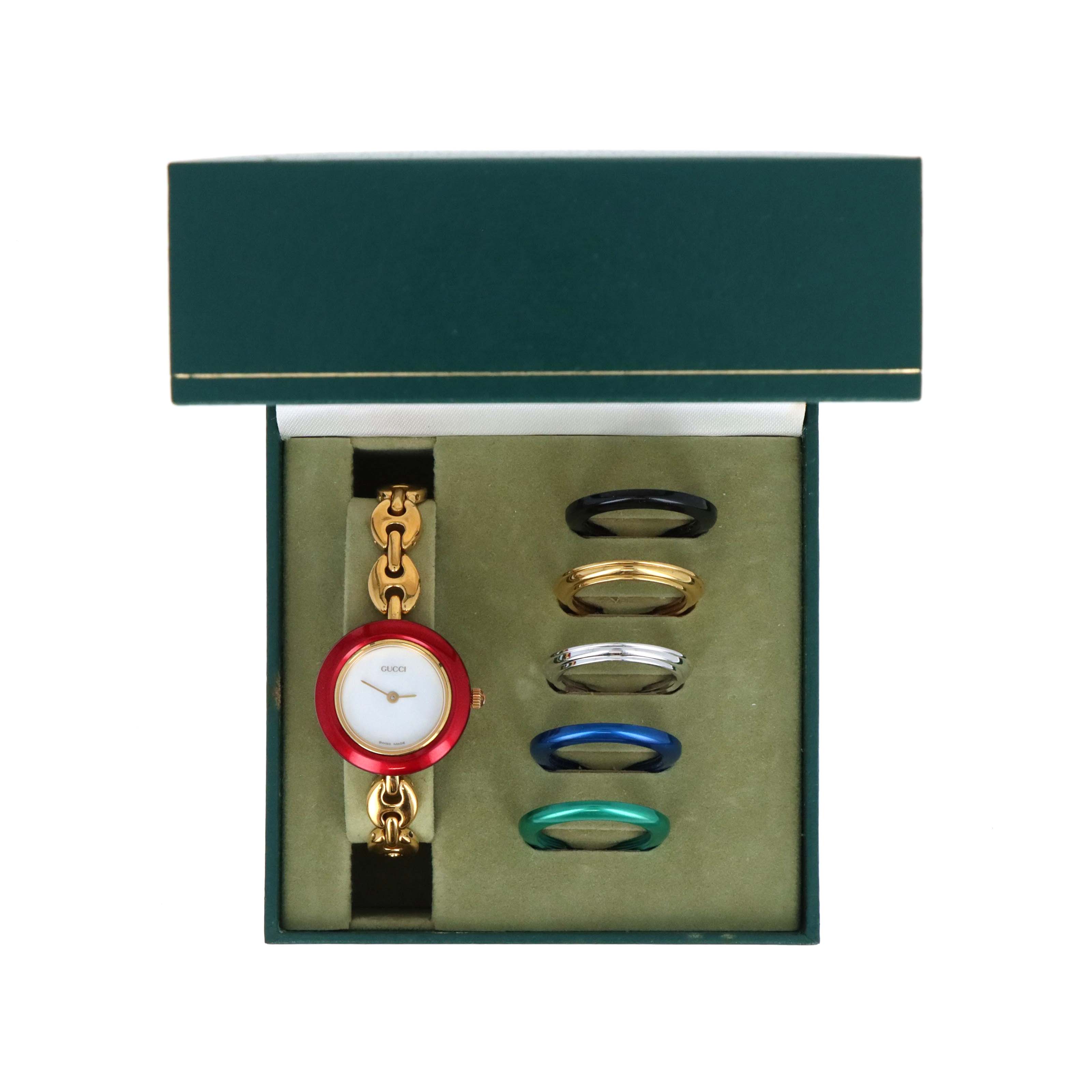 Vintage Gucci Interchangeable Bezel Gucci Link Watch - Queen May