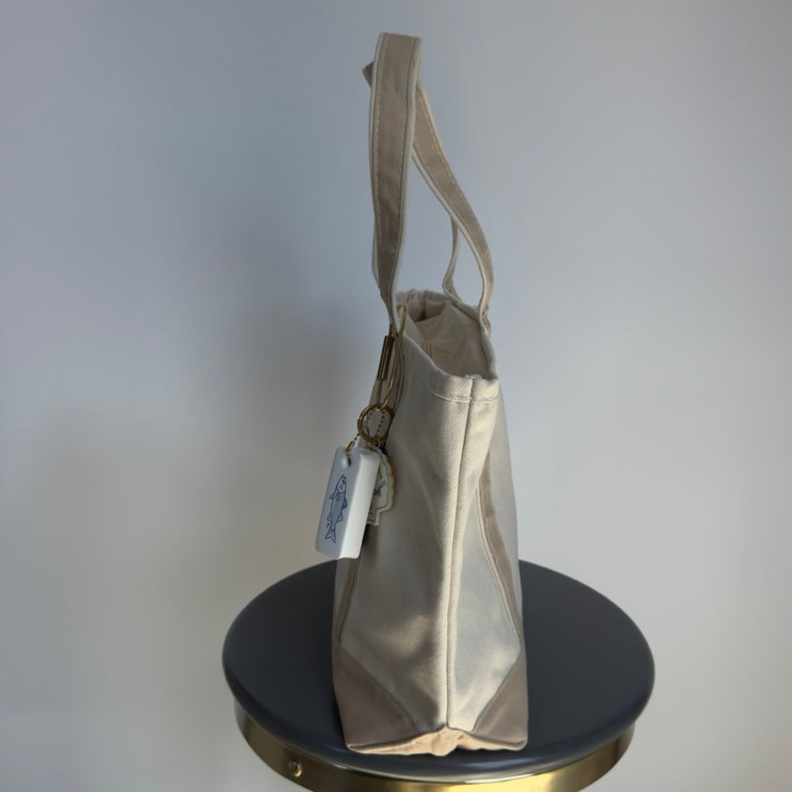 Embroidered Cape May Medium Canvas Boat Tote x Freshwater Curated Goods Bag Charms - Queen May