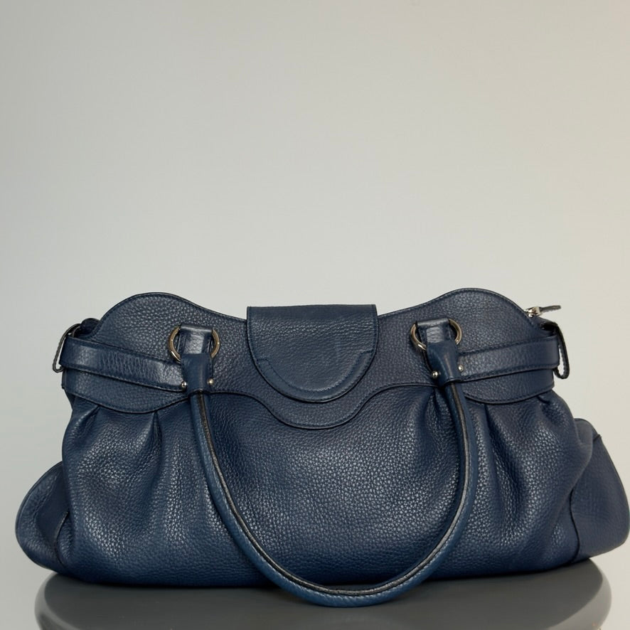 Salvatore Ferragamo Navy Gancini Marisa 21 Handbag - Queen May
