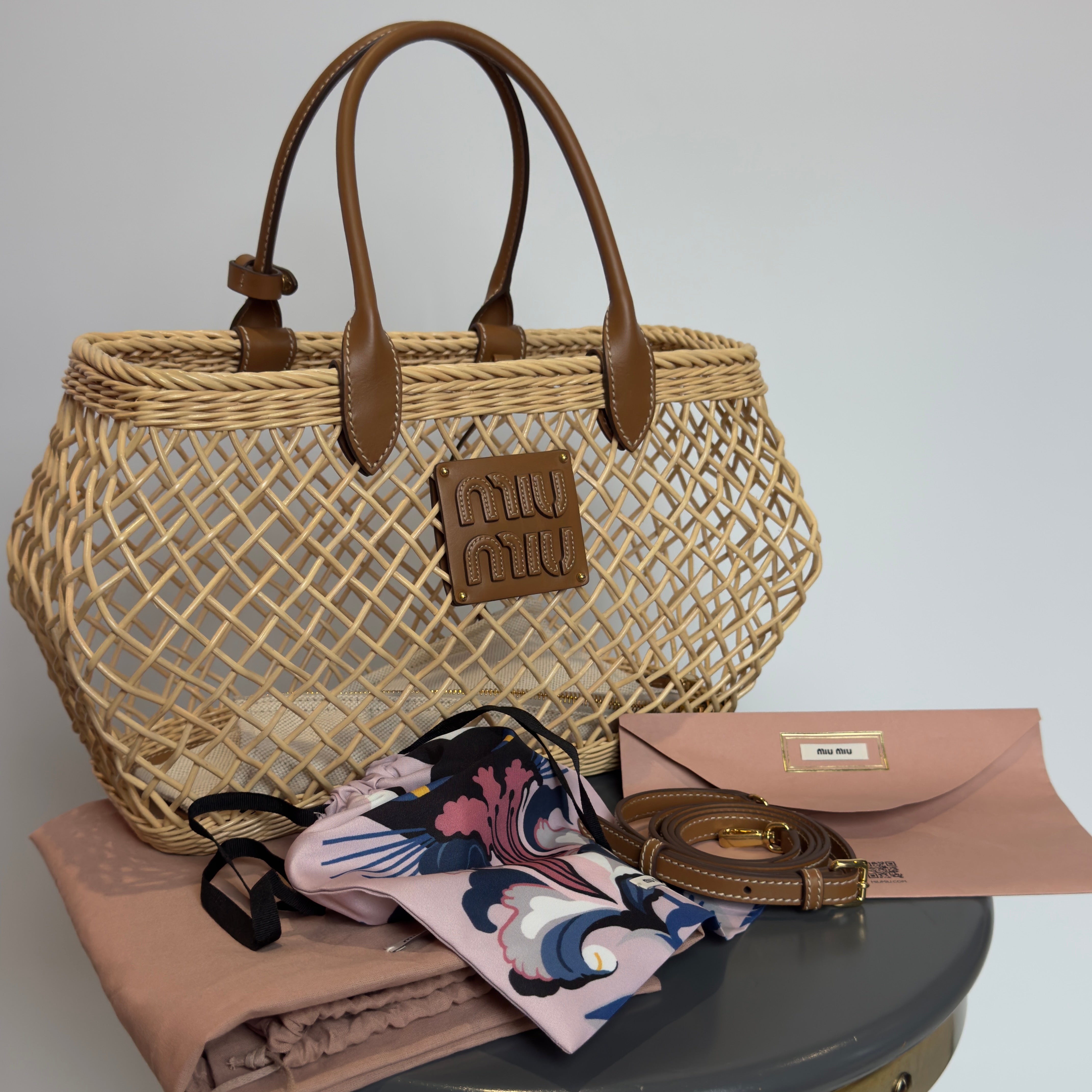 Miu Miu Rattan Basket Bag