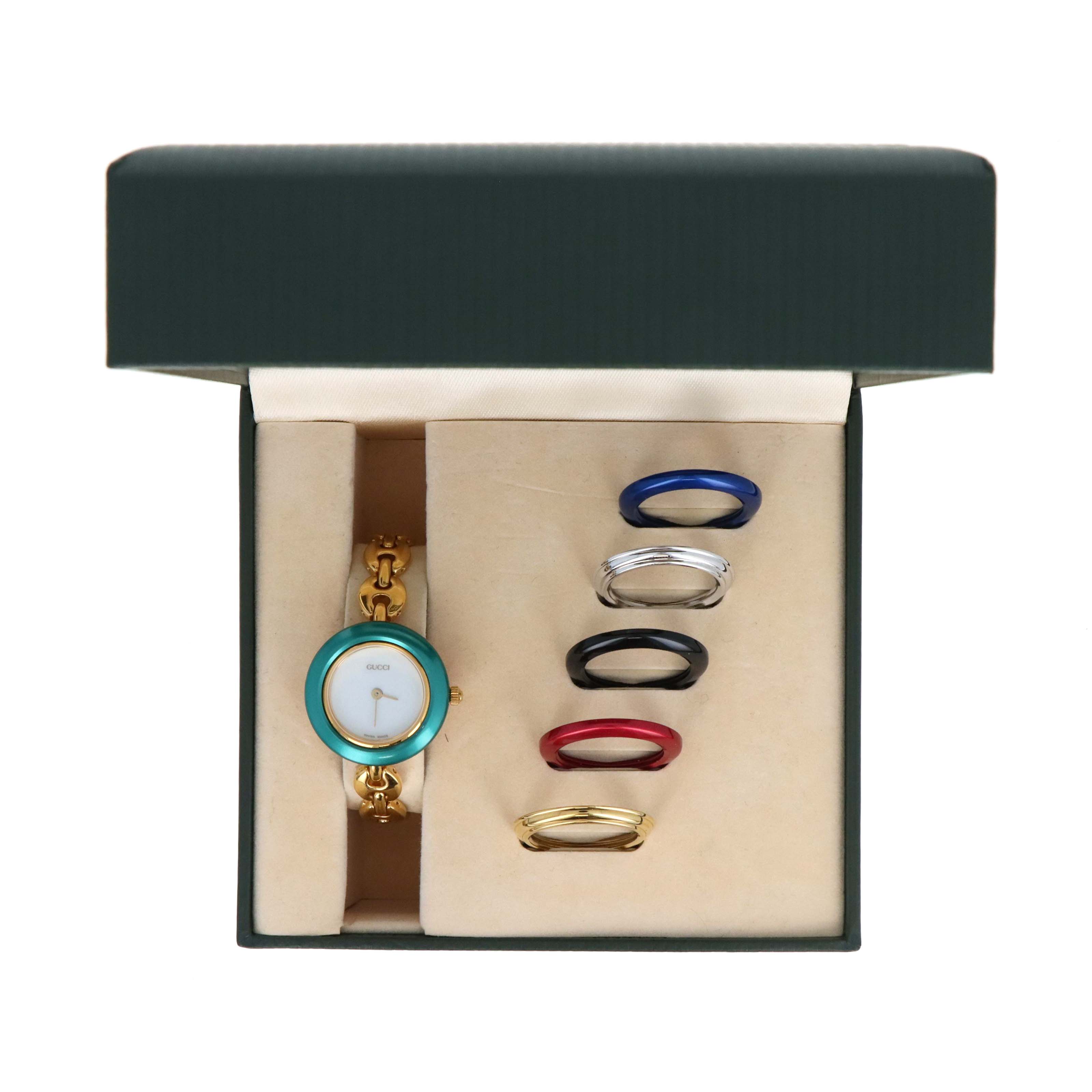 Vintage Gucci Interchangeable Bezel Gucci Link Watch - Queen May