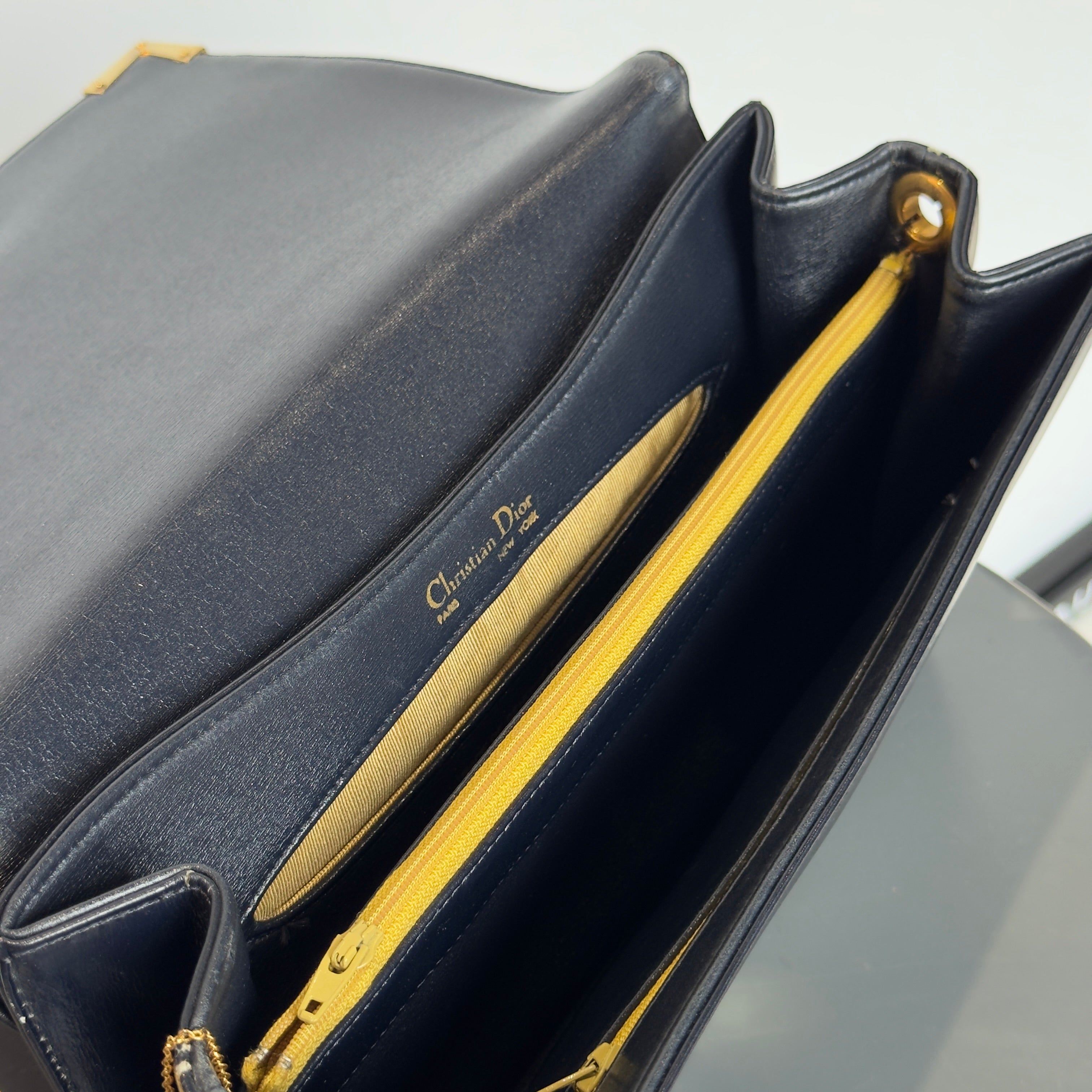 Vintage Christian Dior Box Leather Clutch Bag
