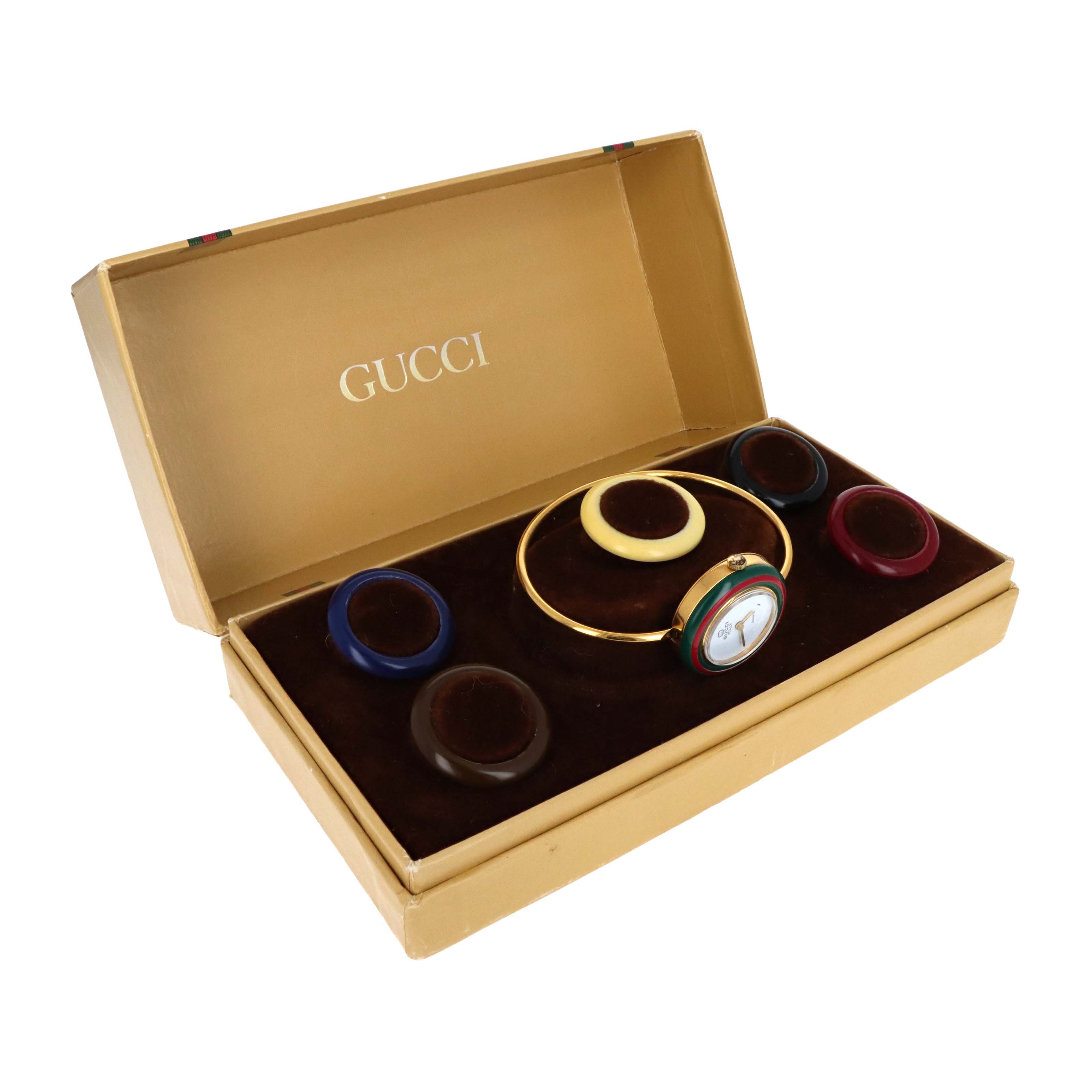 Rare Vintage 1983 Original Gucci Interchangeable Bezel Bangle Watch #6 - Queen May
