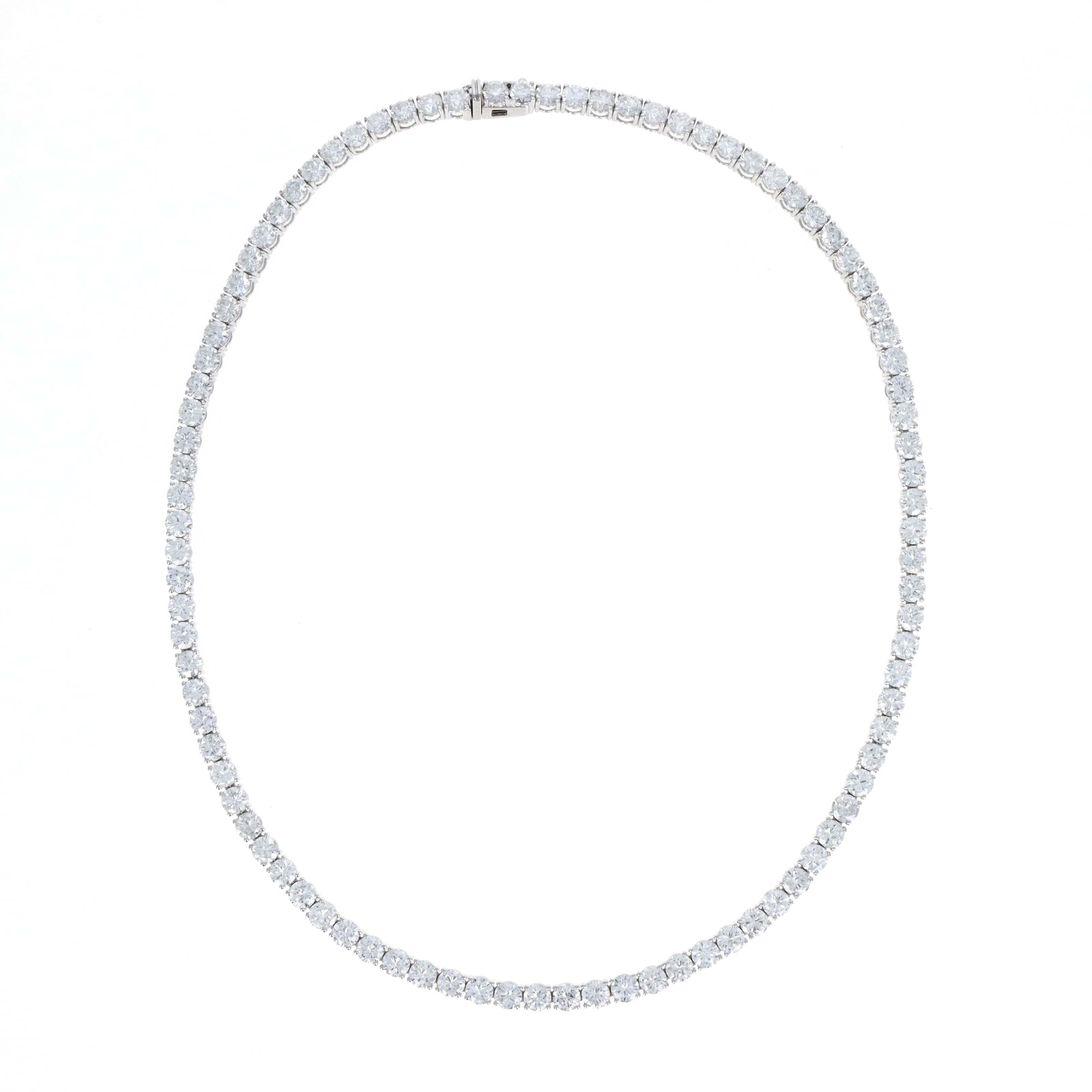 Platinum 24.96 Carat Round Diamond Tennis Necklace - Queen May