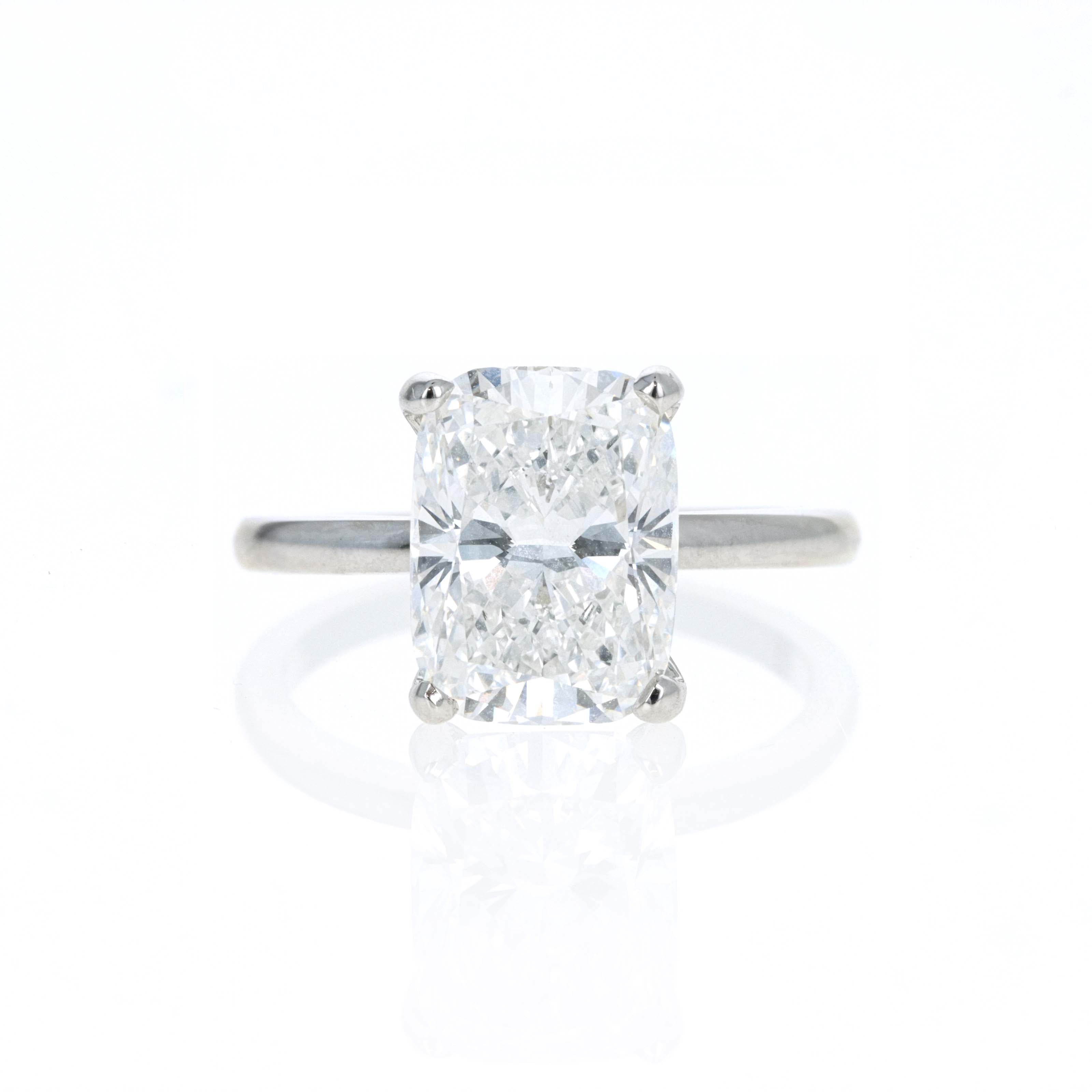Lab Grown 4.09 Carat Cushion Diamond Solitaire Engagement Ring 14K White Gold - Queen May
